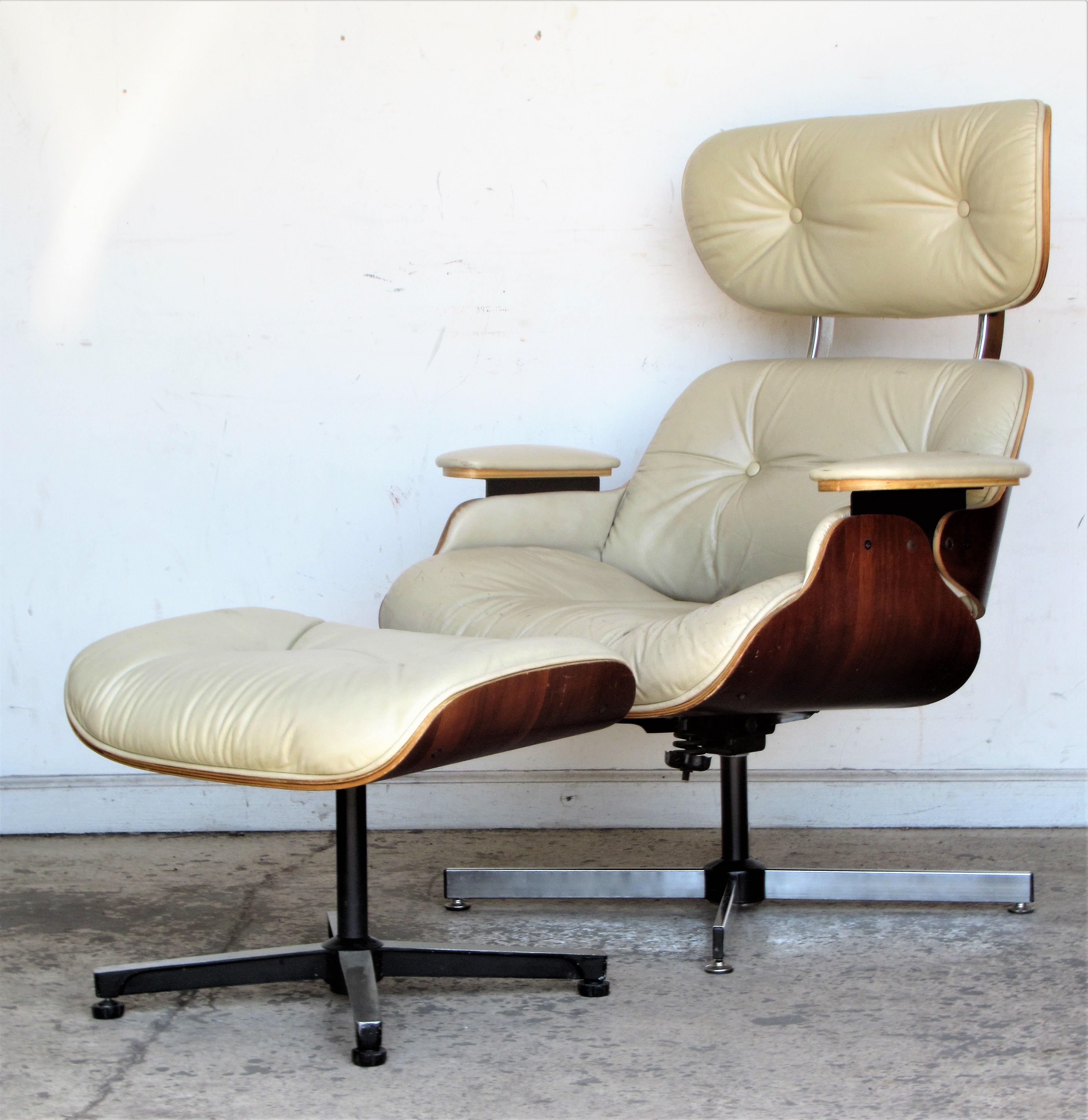 Vintage Eames Style Lounge Chair and Ottoman 6
