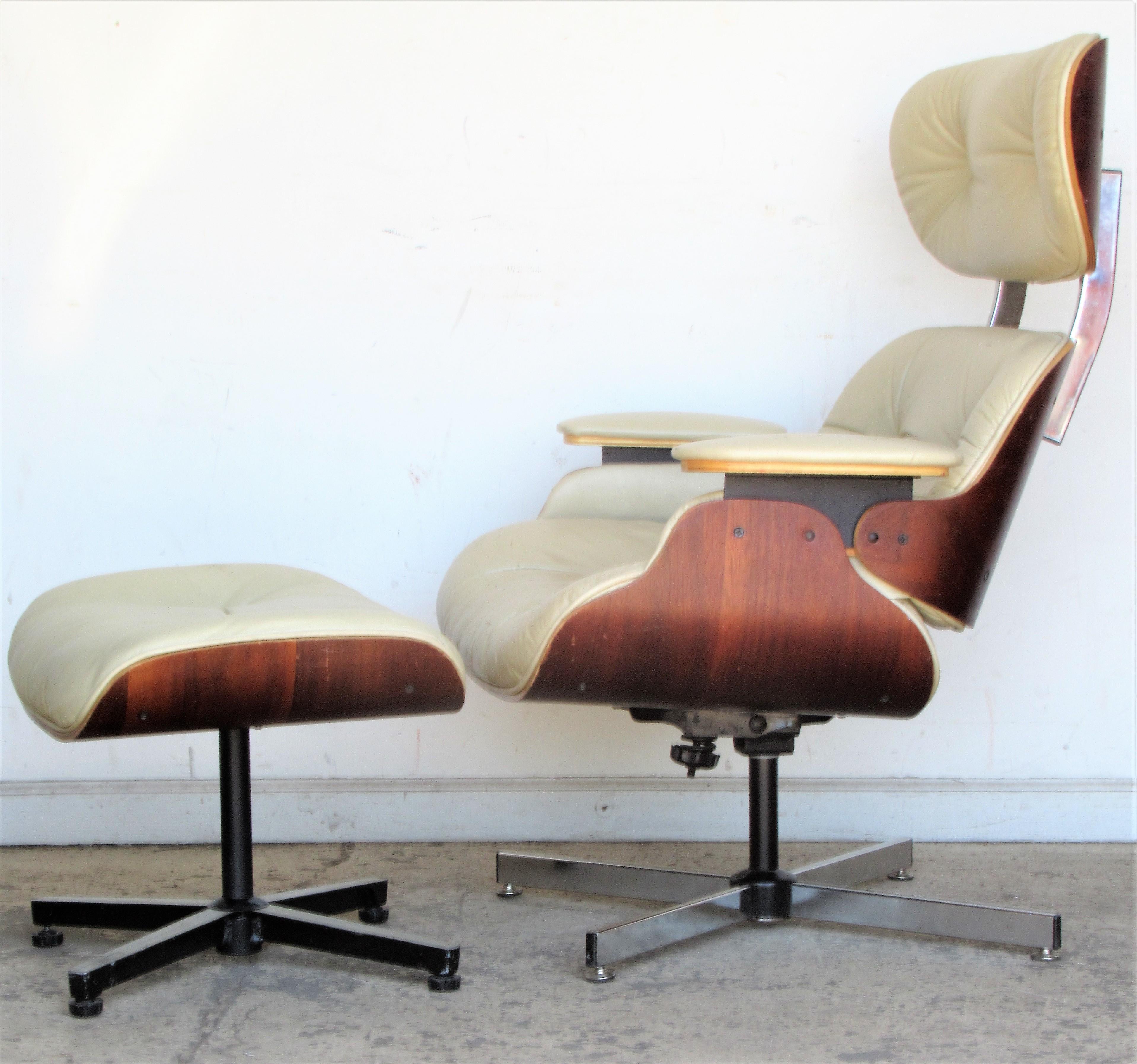 Vintage Eames Style Lounge Chair and Ottoman 9