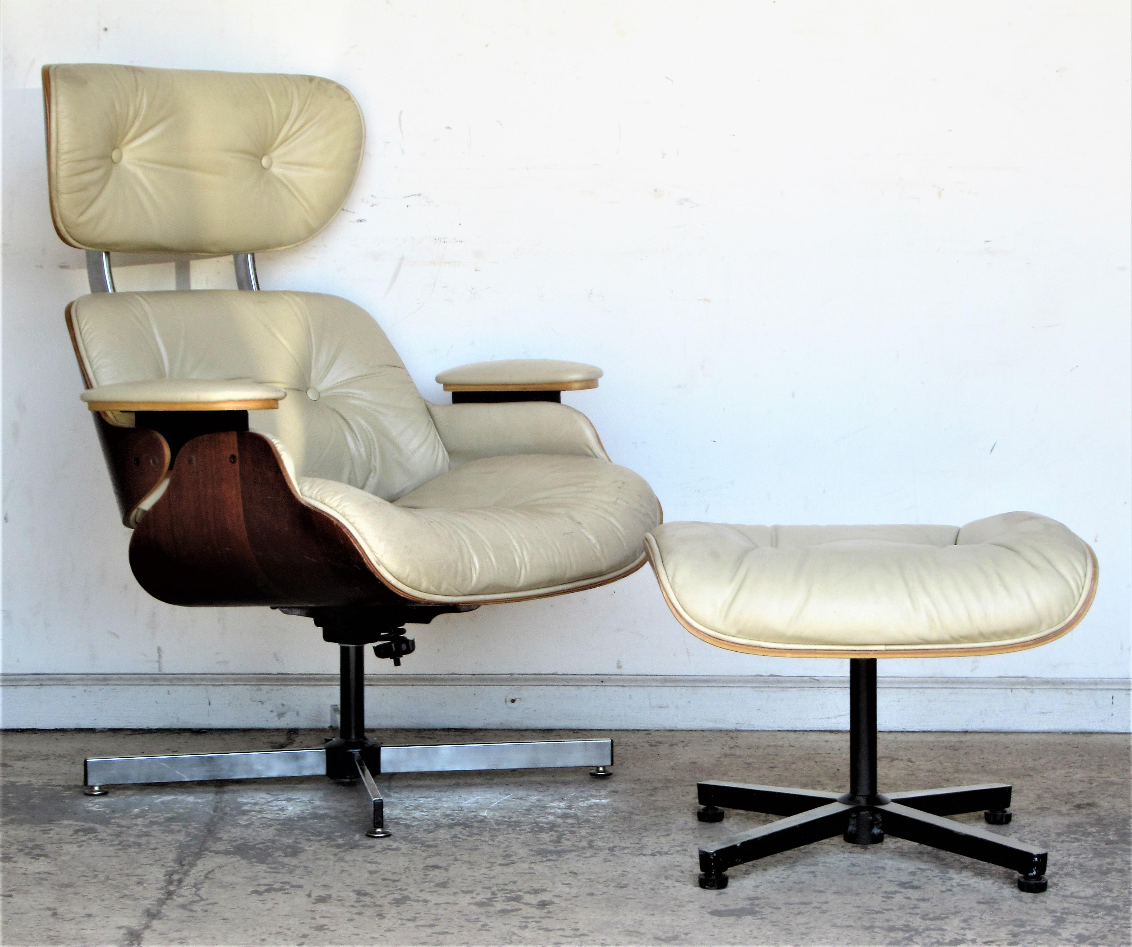 Mid-Century Modern Vintage Eames Style Lounge Chair and Ottoman