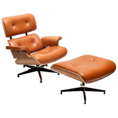 Retro Eames Style Lounge Chair with Ottoman