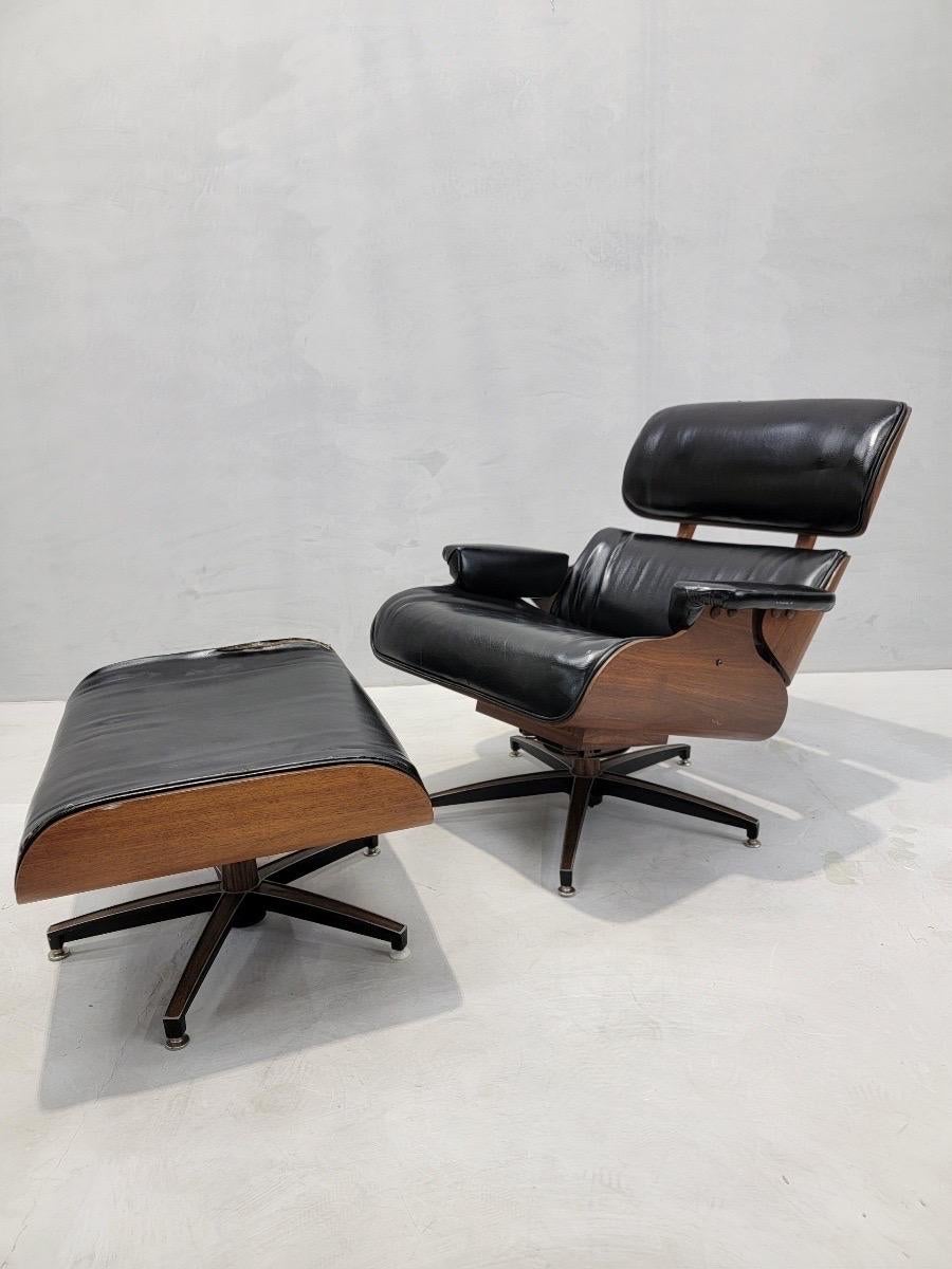 Vintage Eames Style Swivel Lounge Chair & Ottoman by Charlton Company 1