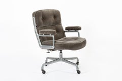 Vintage Eames Time Life Gray Velvet Office Chair Herman Miller 1978