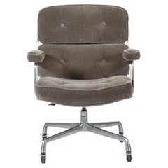 Vintage Eames Time Life Gray Velvet Office Chair Herman Miller 1978