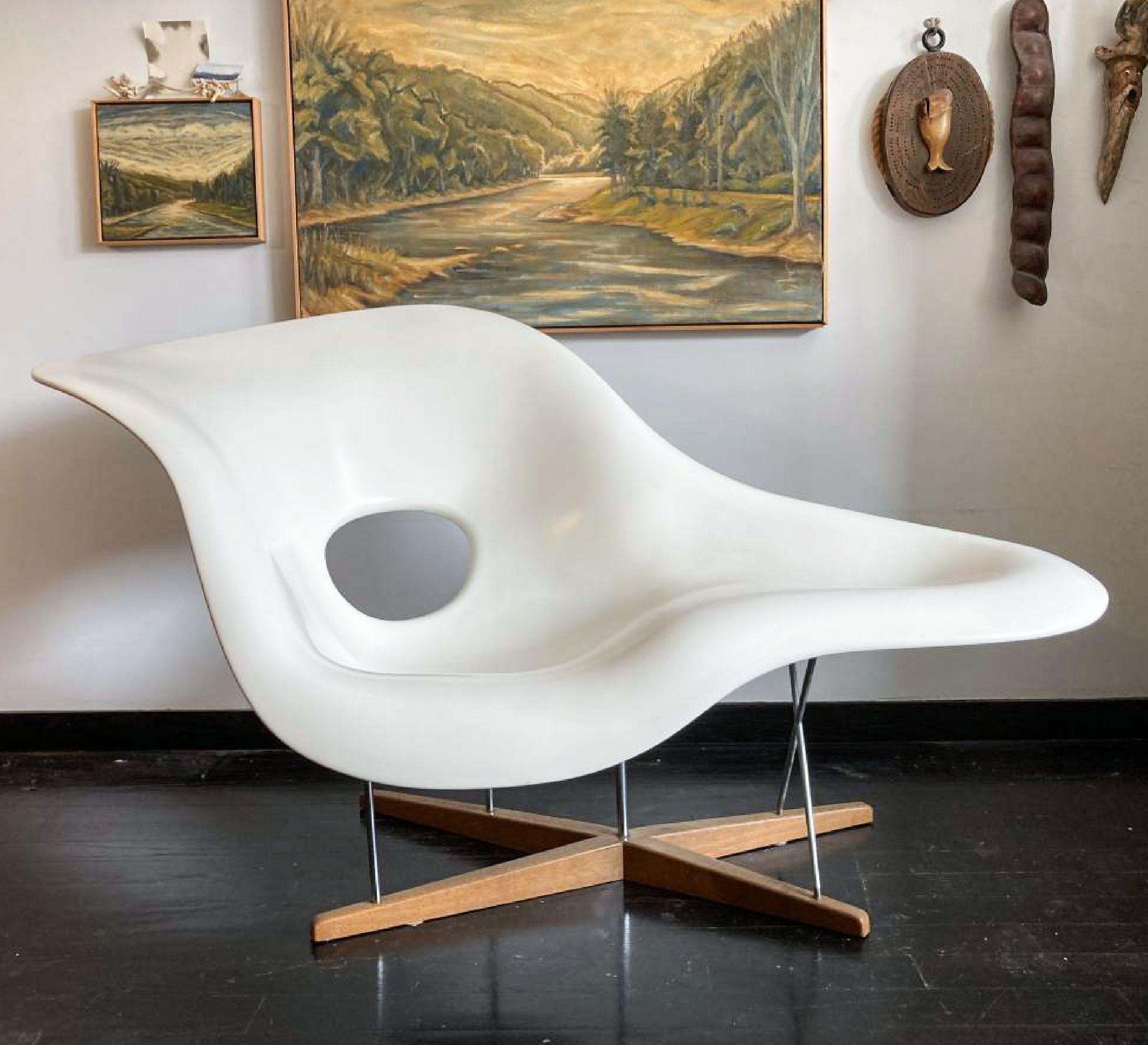Vintage Eames Vitra La Chaise Chair, Original, Fiberglass First Generation, 1992 For Sale 3