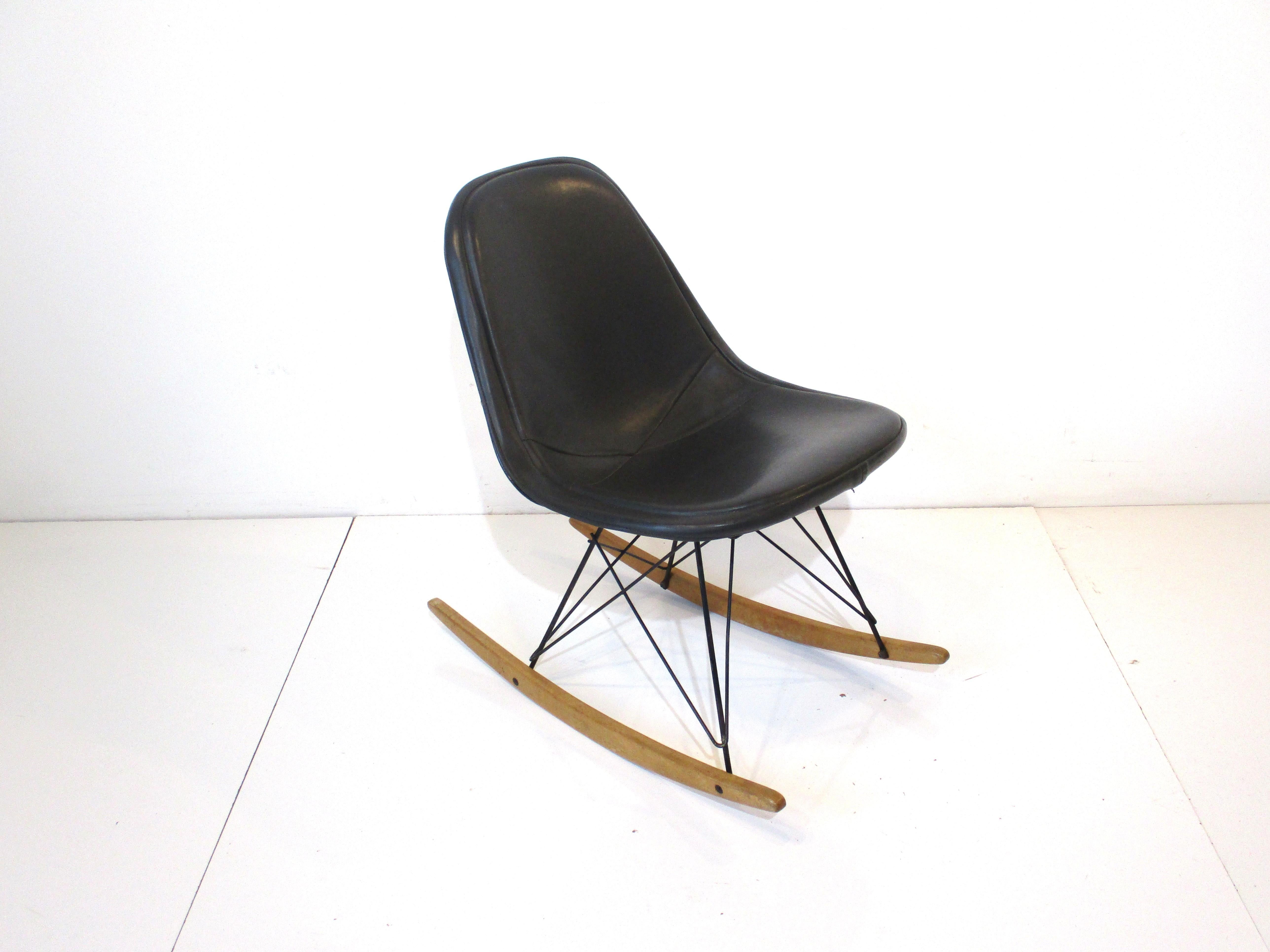Upholstery Vintage Eames Wire Rocking Chair for Herman Miller For Sale