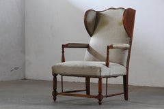 Vintage "Earflap" Dover Wingback Oak Armchair, Denmark, 1930s