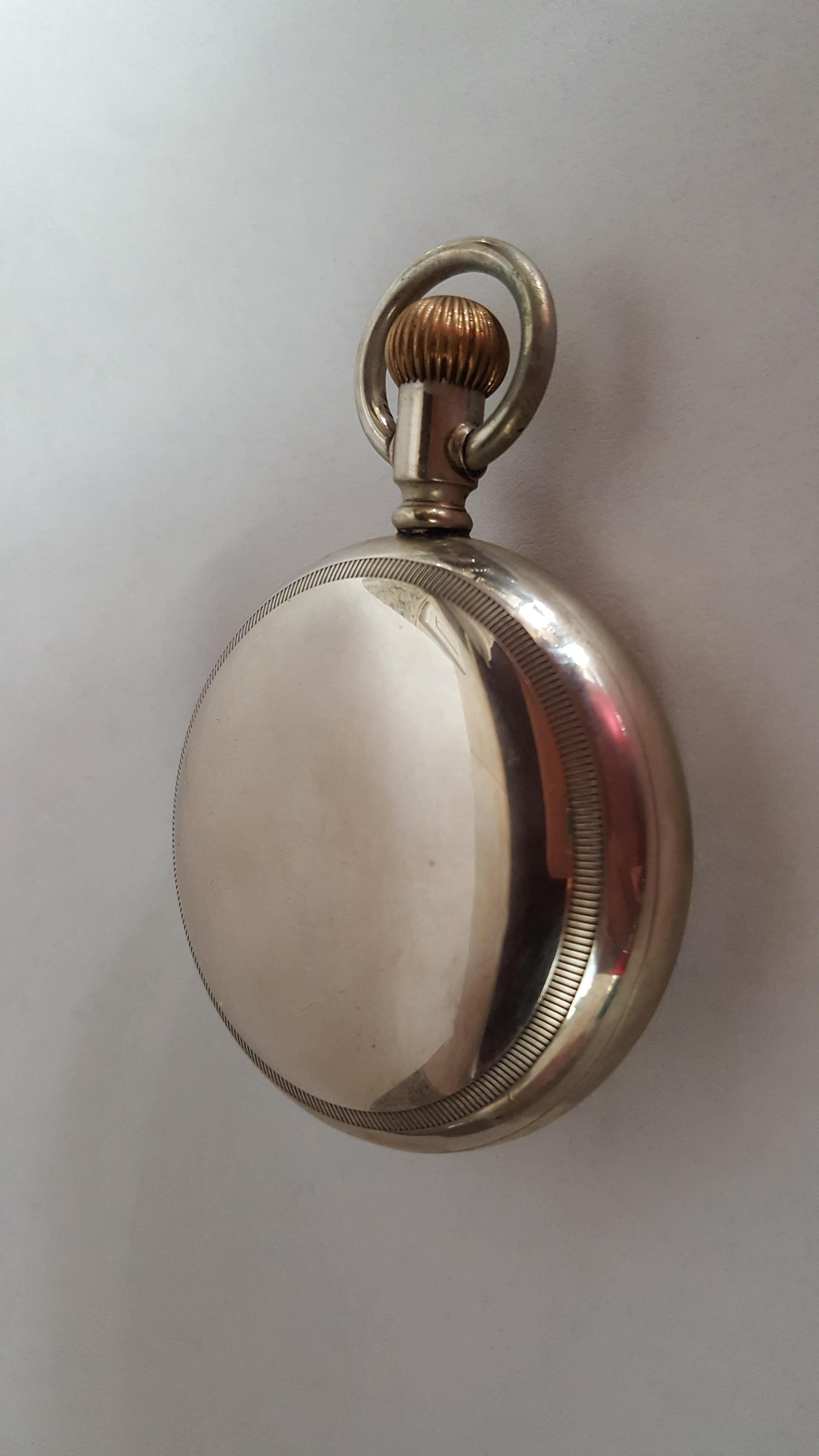 Vintage Early 1900's Elgin Silver Pocket Watch, 17 Jewel, Signed B. W. Raymond, Chronograph, 54mm Case, Very Good Condition, Screw Back, Fay's Ore Silver Casing.

This watch has not been serviced with a complete clean and overhaul and it's sold as