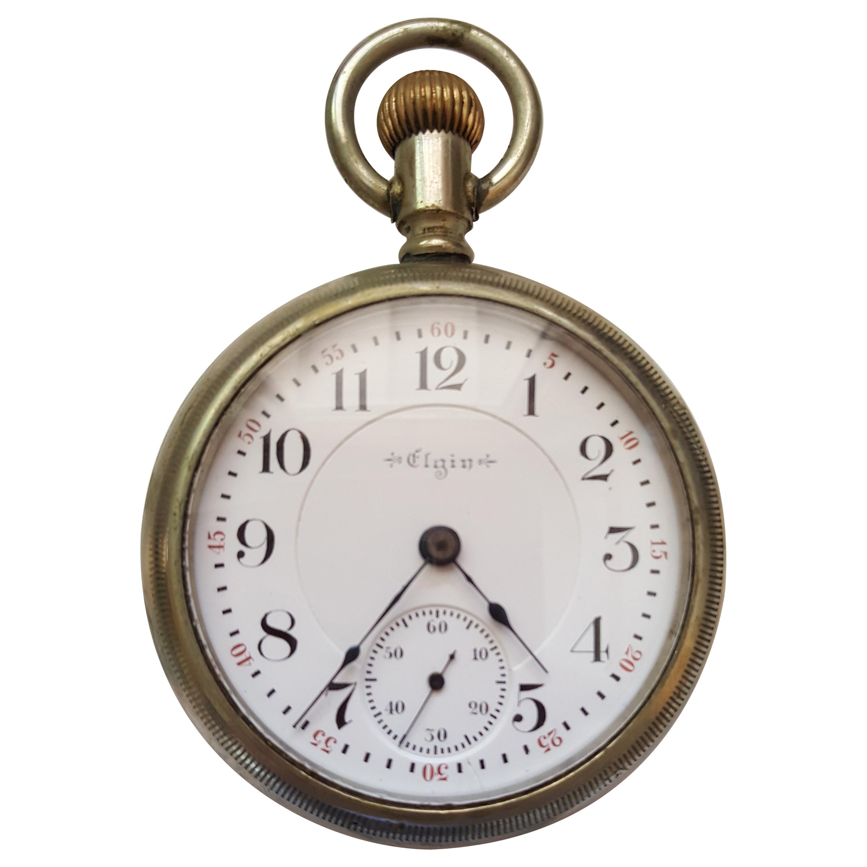 Vintage Early 1900s Elgin Silver Pocket Watch, 17 Jewel, Signed B. W. Raymond