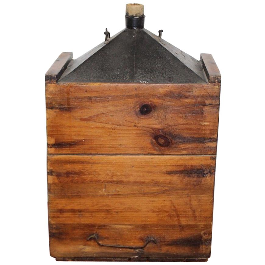 Vintage Early 1900s Oil Can in Wooden Box For Sale