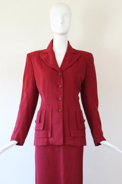 Vintage early 1940's deep red two piece skirt suit UK US 10 US 6