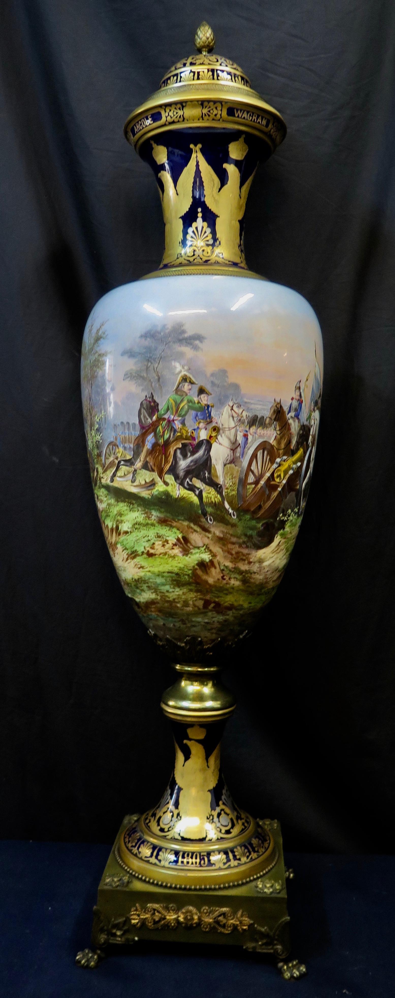 Vintage Early 19th Century Sevres Napoleanic Covered Palace Size Urn For Sale 4