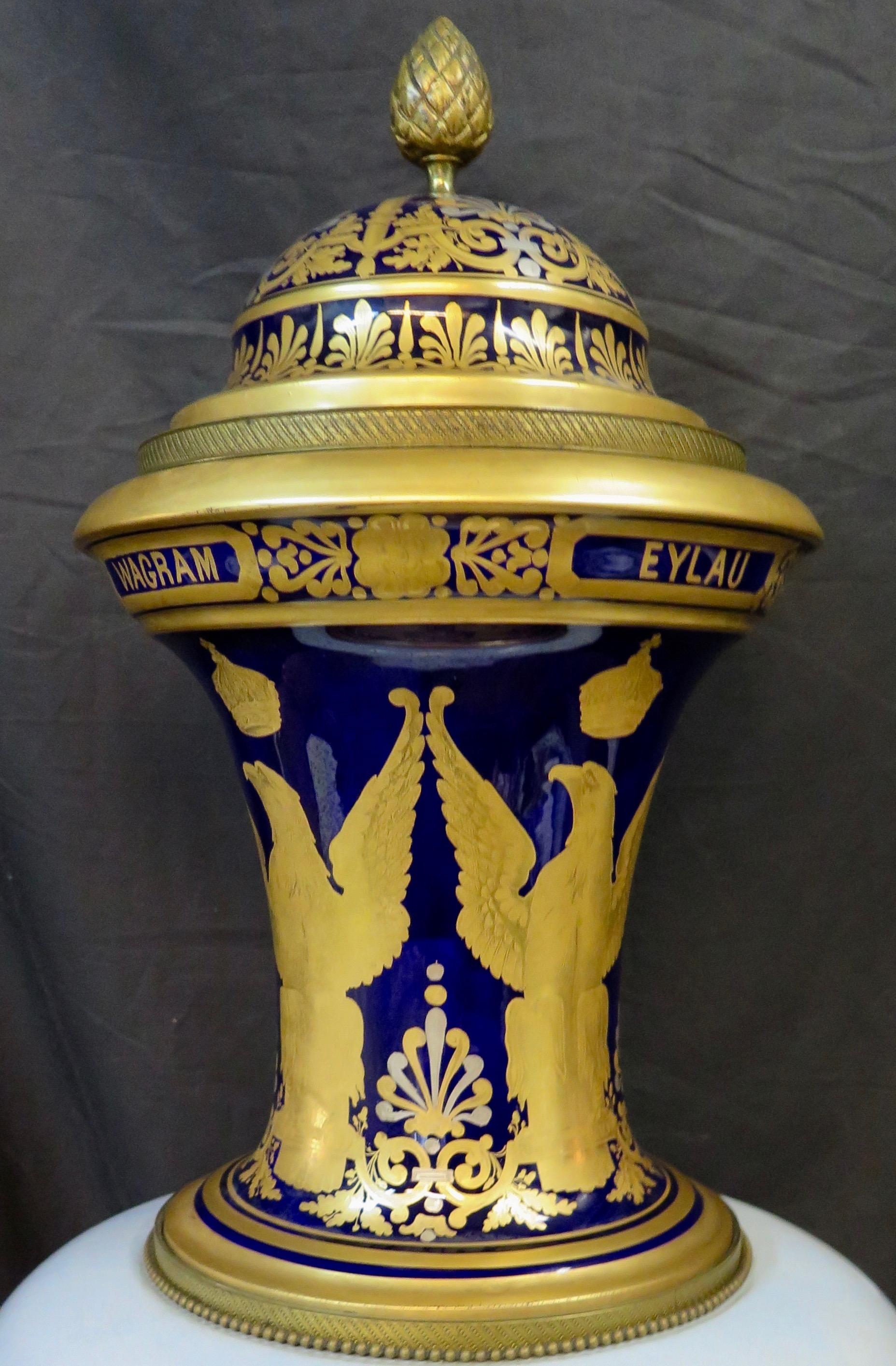 Vintage Early 19th Century Sevres Napoleanic Covered Palace Size Urn For Sale 9