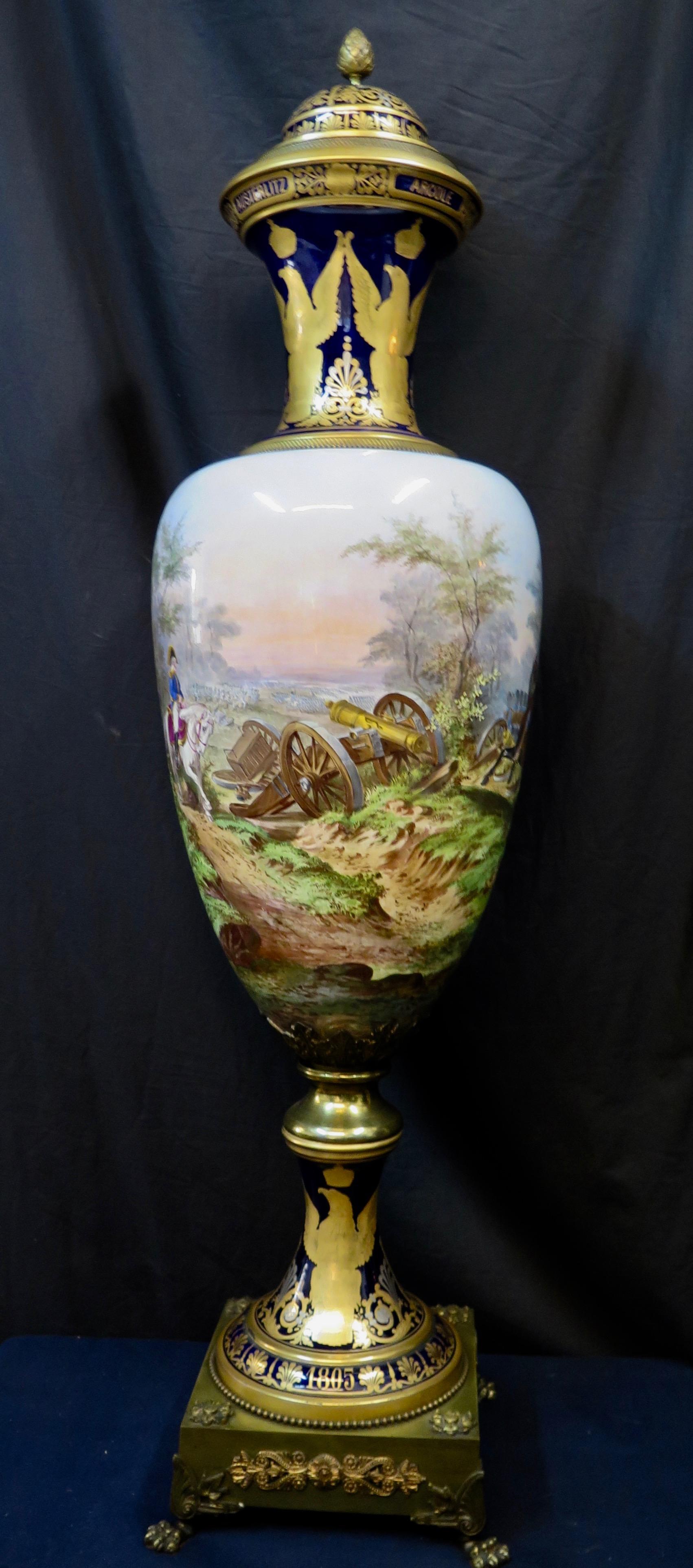 Vintage Early 19th Century Sevres Napoleanic Covered Palace Size Urn For Sale 2