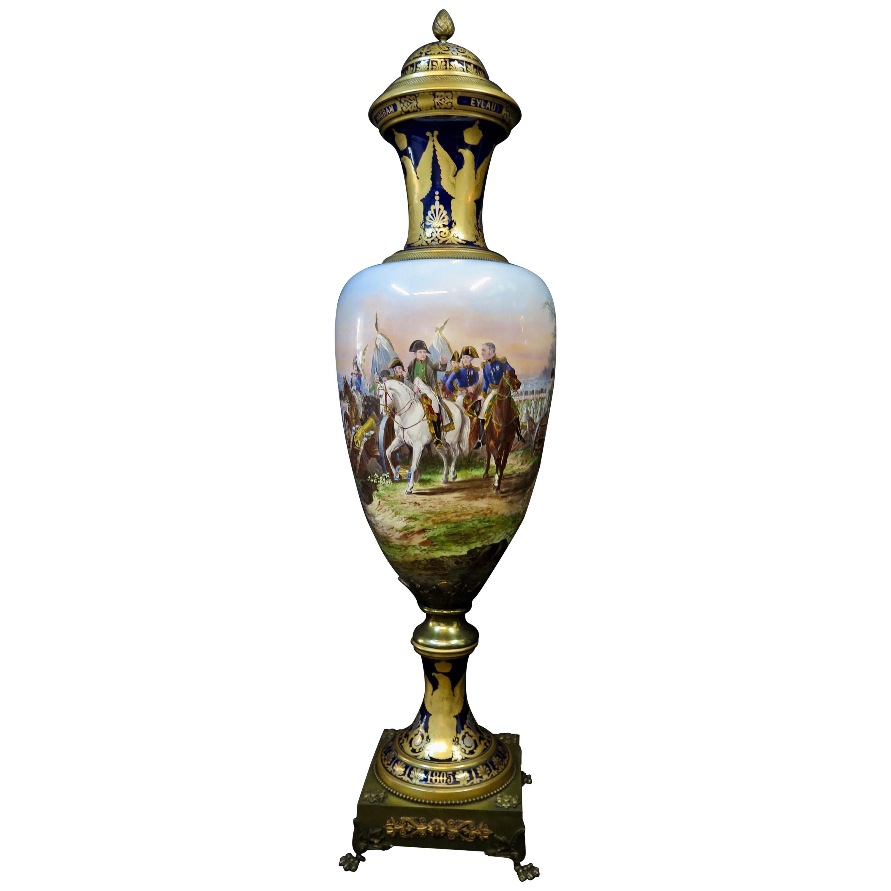 Vintage Early 19th Century Sevres Napoleanic Covered Palace Size Urn For Sale