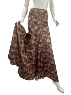 Vintage Early 2000-s Roberto Cavalli Pink Gold Floral Mermaid Skirt