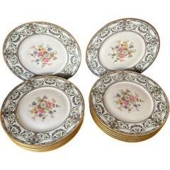 Vintage Early 20th C. Haviland Limoges Floral Dinner Plates (Set of 12)
