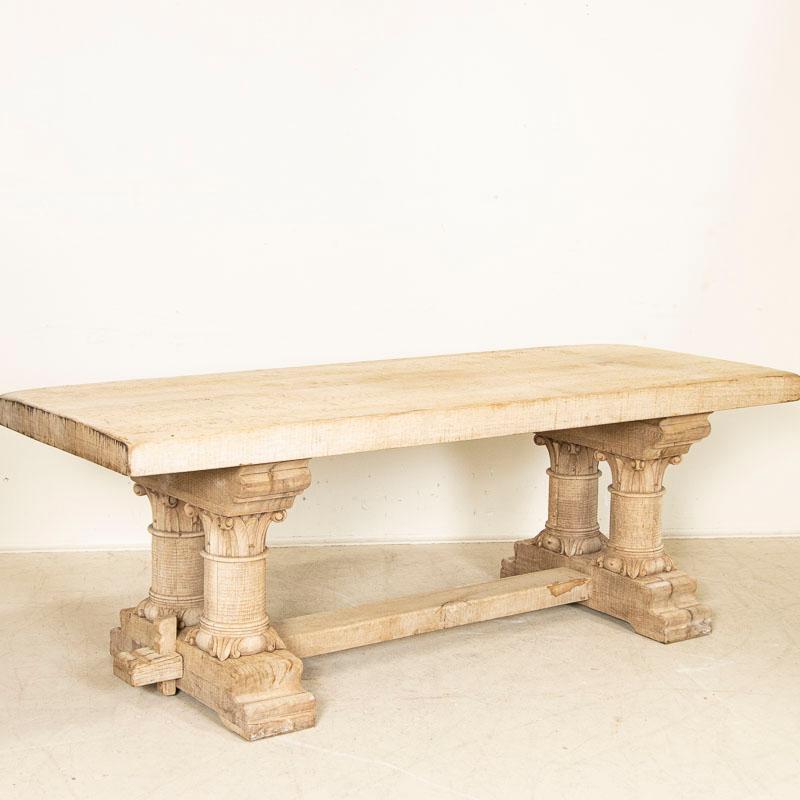 French Vintage Early 20th Century Bleached Oak Entry Table Console Dining Table from Fr