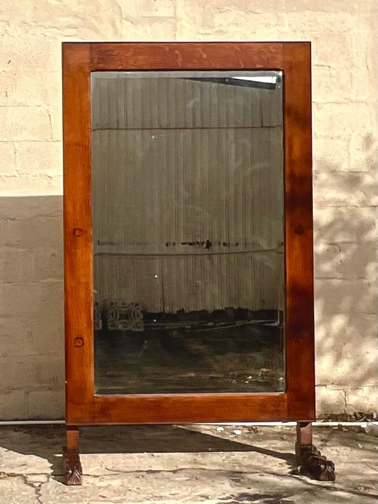 American Vintage Early 20th Century Boho Standing Floor Mirror For Sale