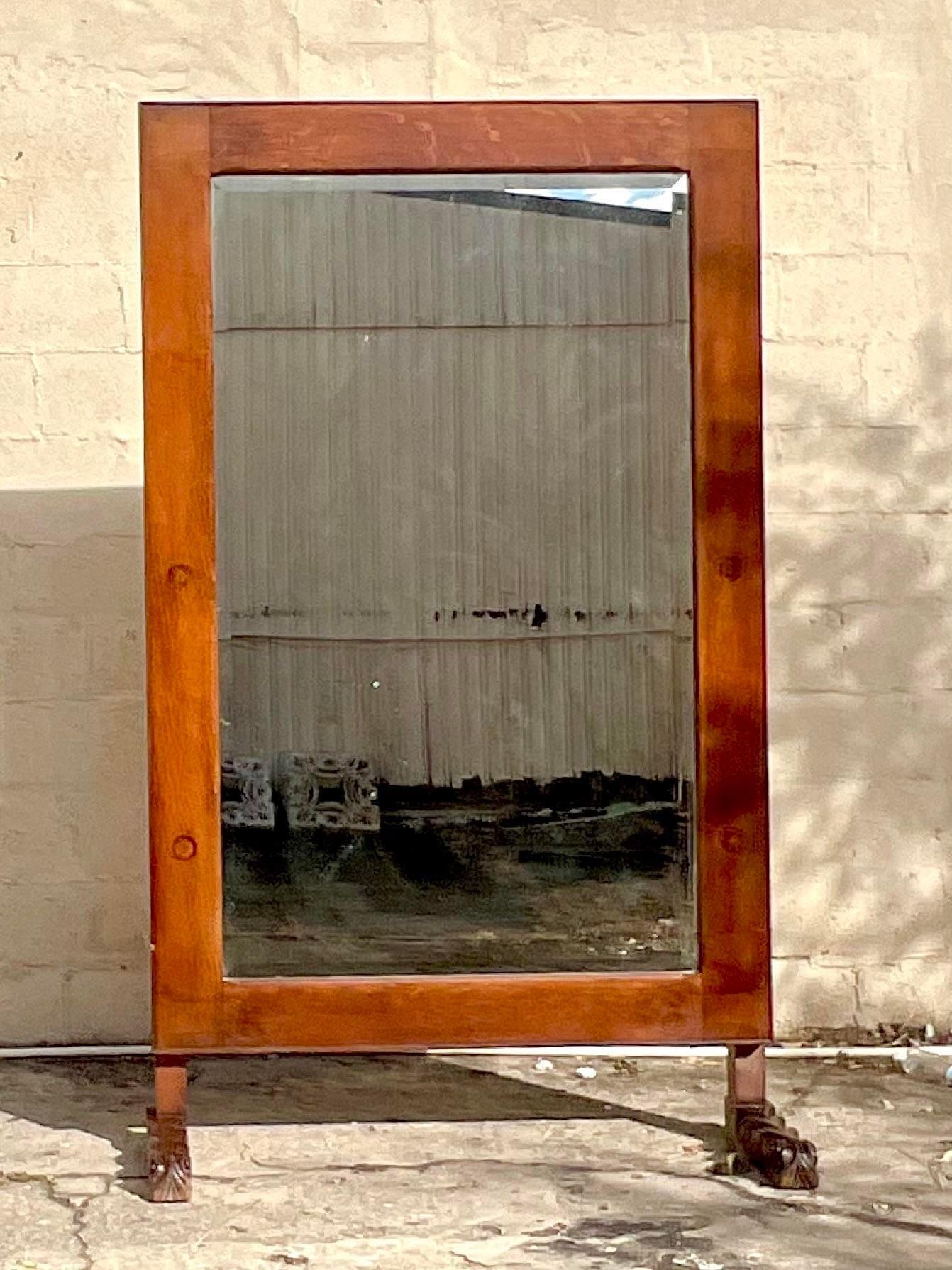 Vintage Early 20th Century Boho Standing Floor Mirror For Sale 1