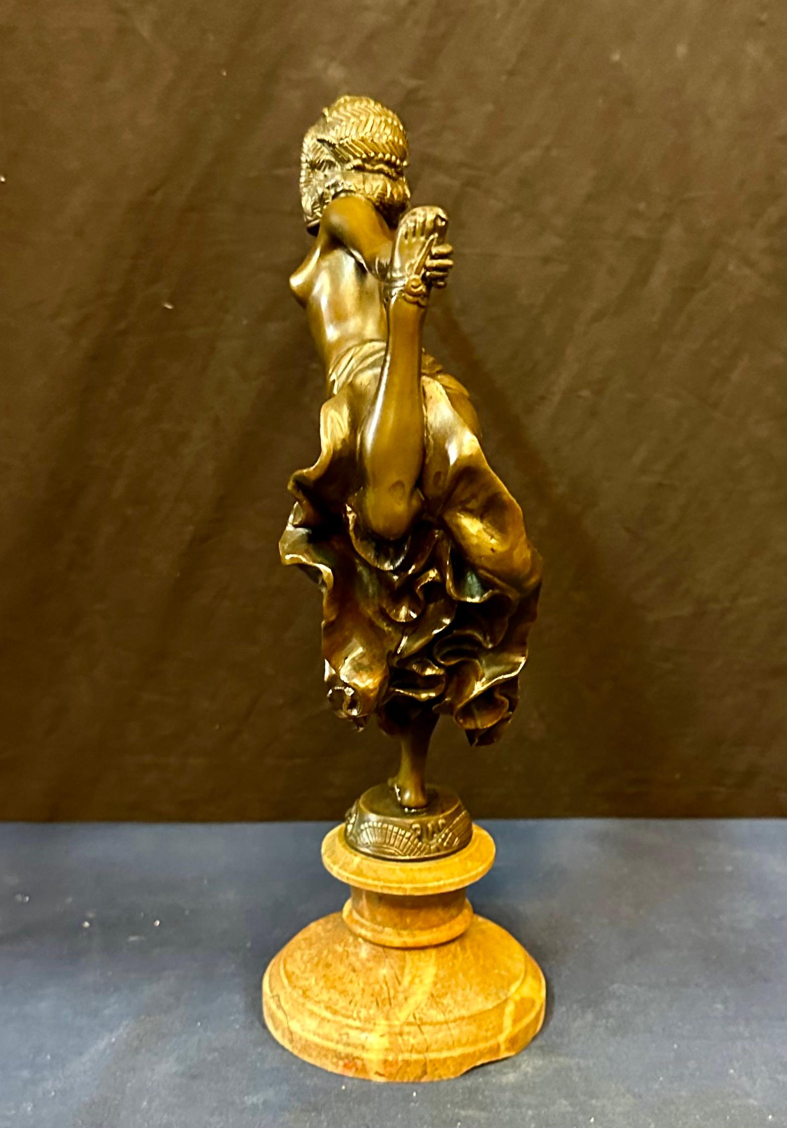 Art Nouveau Vintage Early 20th Century Bronze Dancer by Colinet For Sale