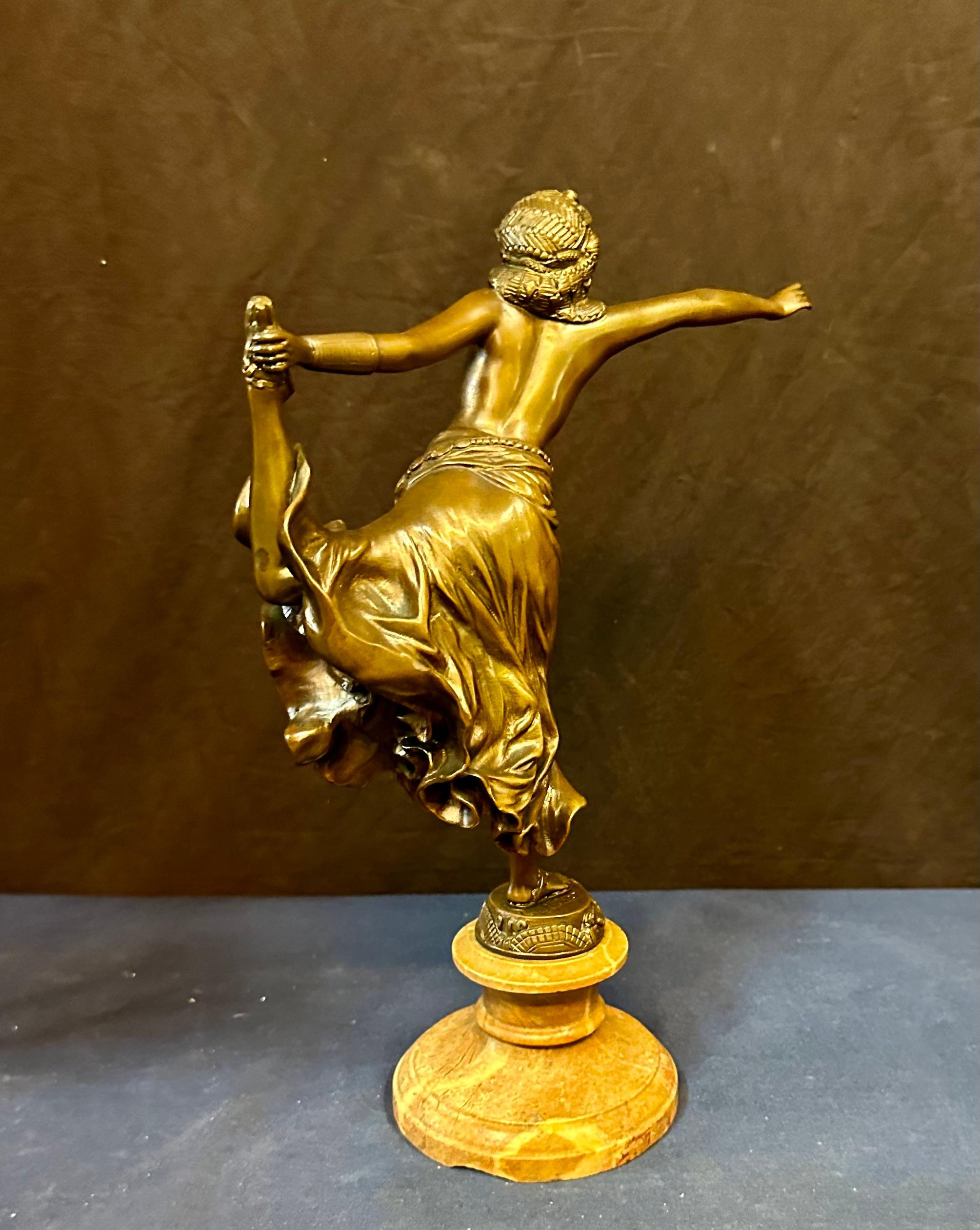 French Vintage Early 20th Century Bronze Dancer by Colinet For Sale