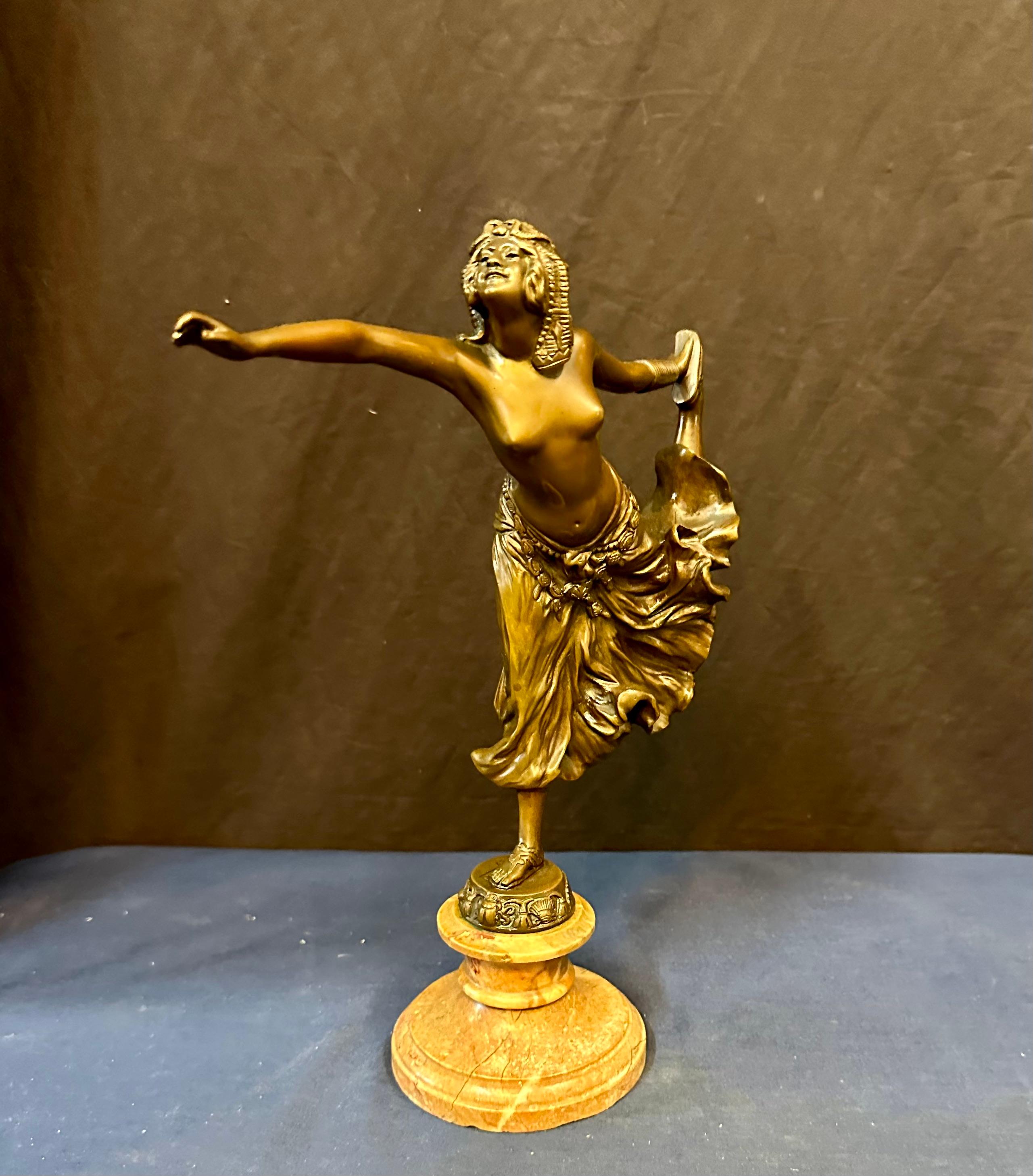 Vintage Early 20th Century Bronze Dancer by Colinet For Sale 2