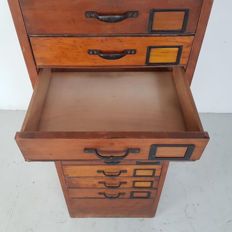 Wood Vintage Early 20th Century Haberdashery Chest of Filing Drawers For Sale
