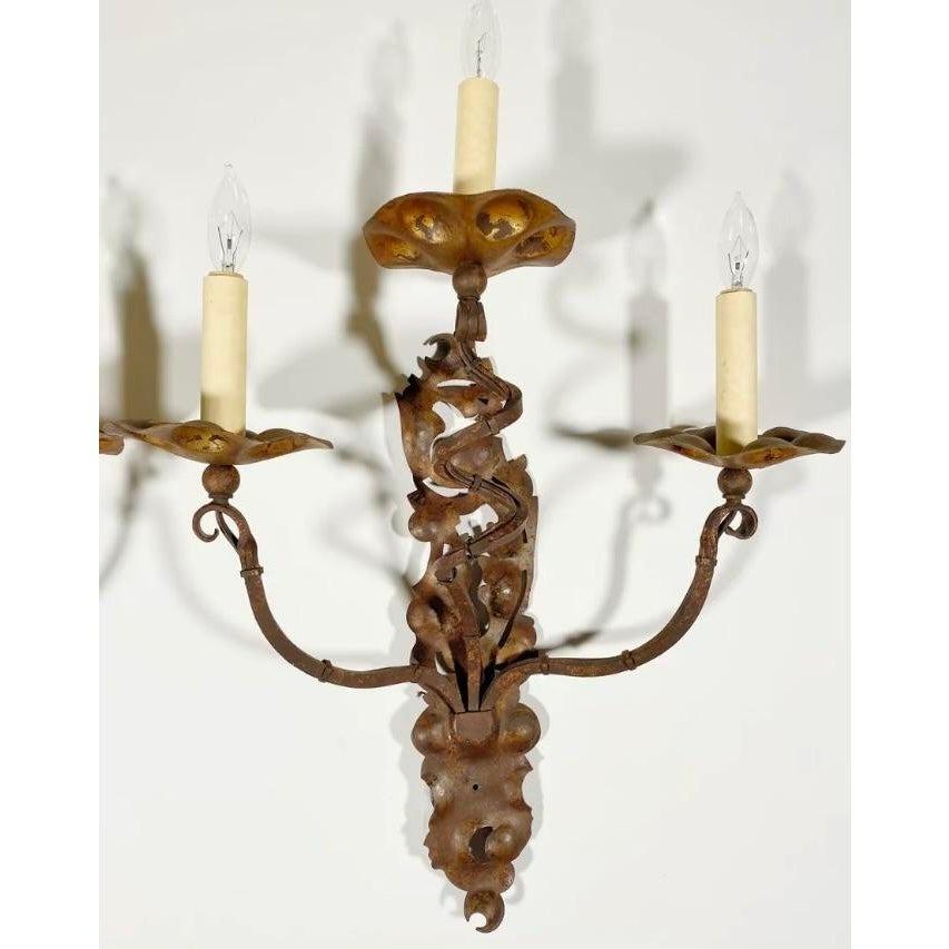 Vintage Early 20th Century Italian Iron Sconces - a Pair For Sale 1