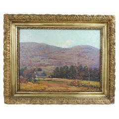 Antique Early 20th Century Plein Air Impressionist Farmhouse Landscape Painting