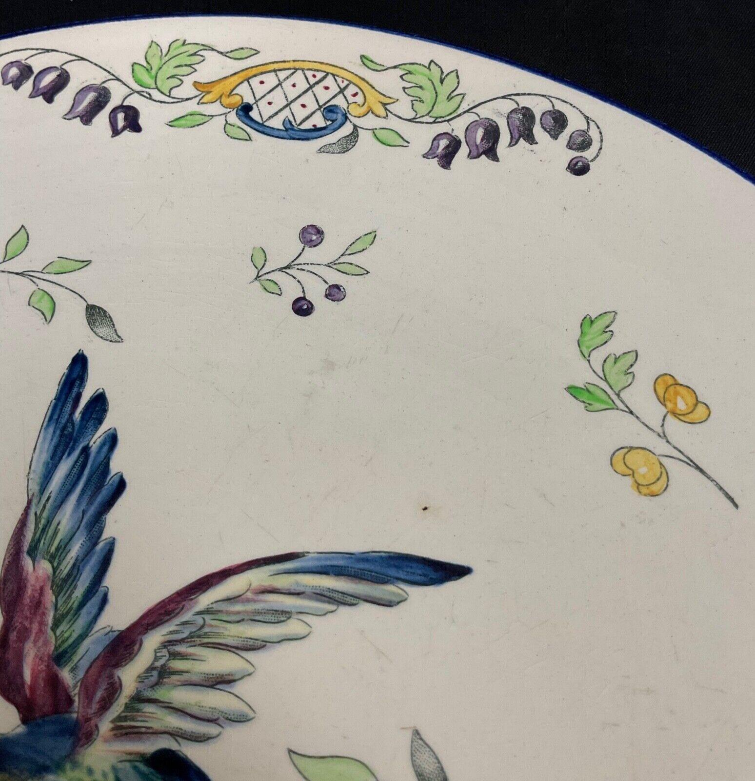 Plato redondo vintage Cléry Longchamps de principios del siglo XX, Ironstone - 2Y567 en venta 6