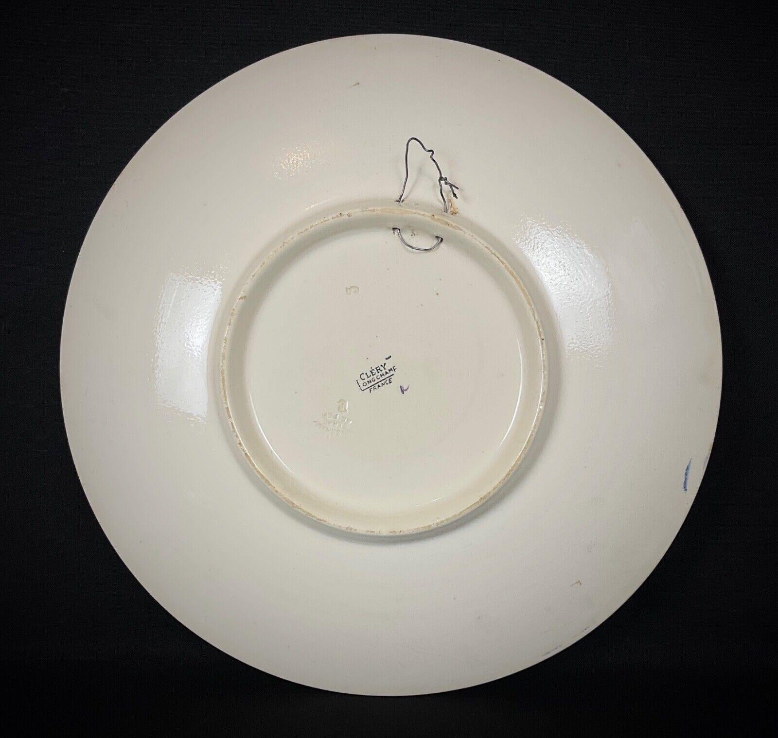 Plato redondo vintage Cléry Longchamps de principios del siglo XX, Ironstone - 2Y567 en Bueno estado para la venta en Bordeaux, FR