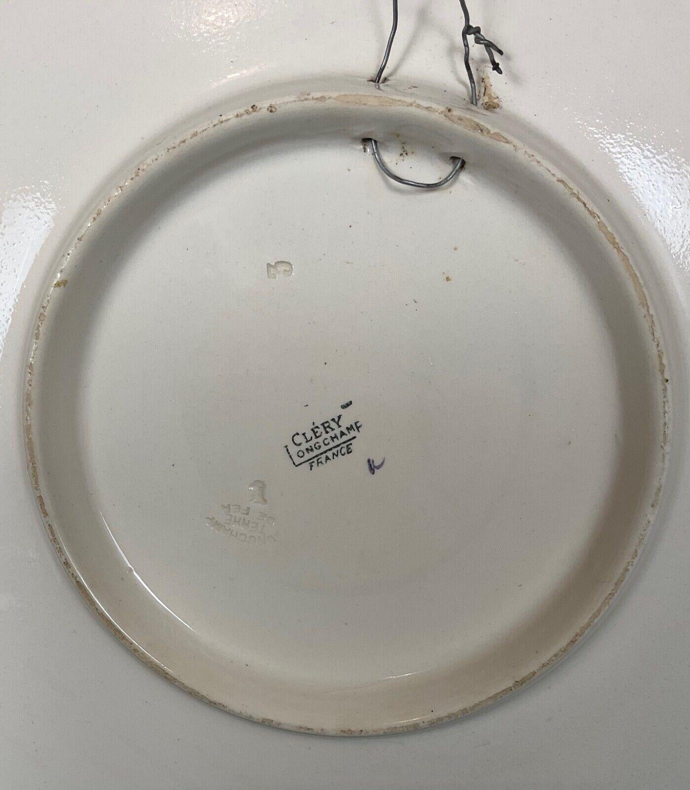 Plato redondo vintage Cléry Longchamps de principios del siglo XX, Ironstone - 2Y567 en venta 1