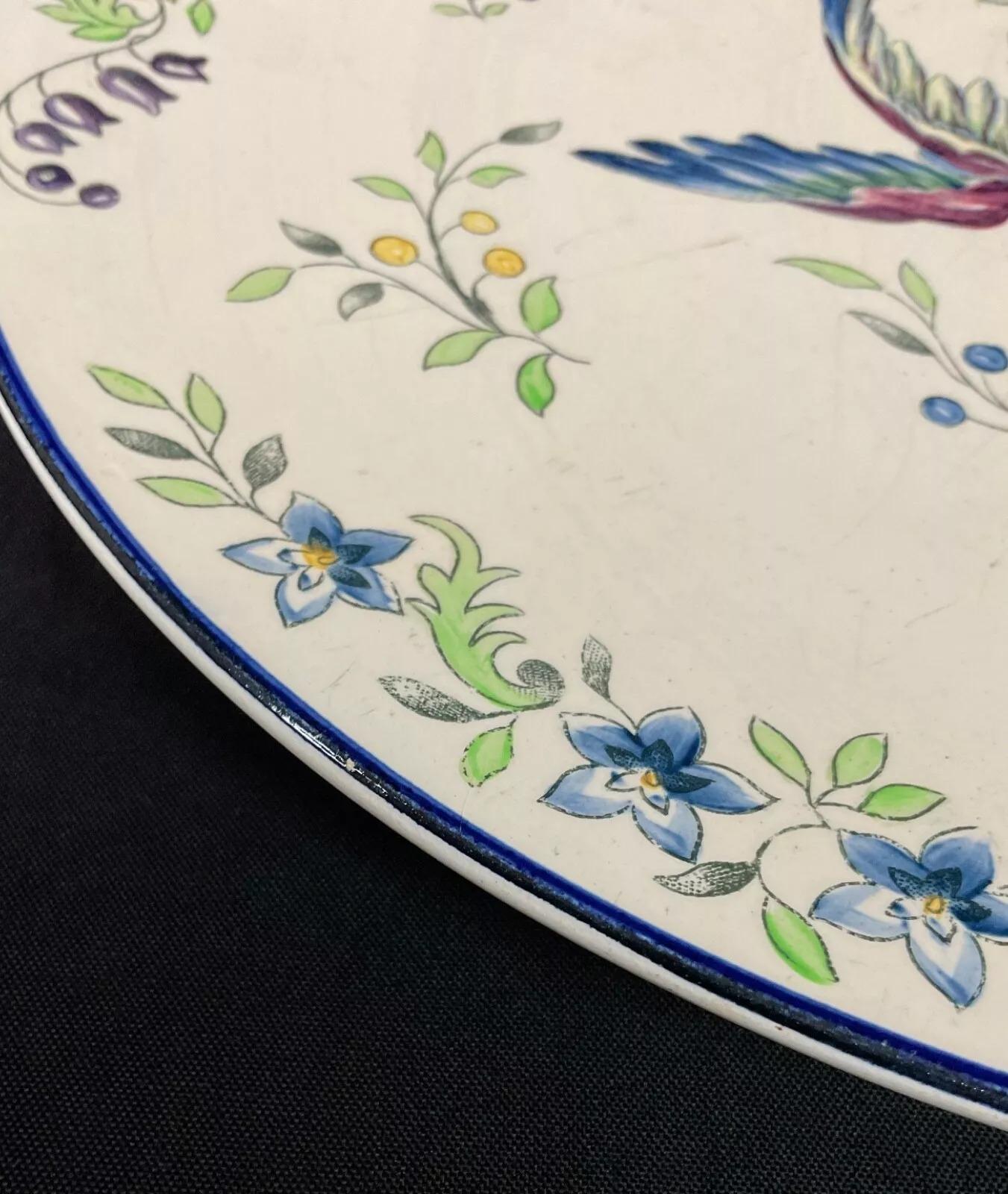 Plato redondo vintage Cléry Longchamps de principios del siglo XX, Ironstone - 2Y567 en venta 3