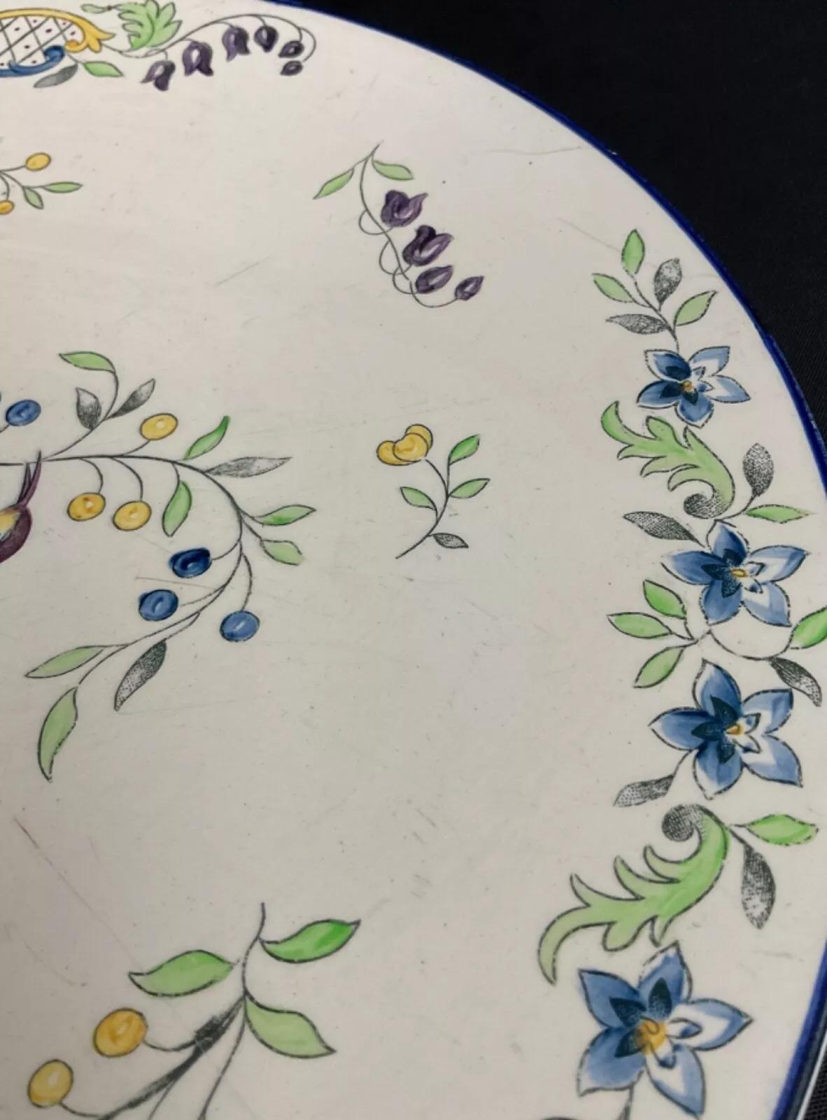 Plato redondo vintage Cléry Longchamps de principios del siglo XX, Ironstone - 2Y567 en venta 4