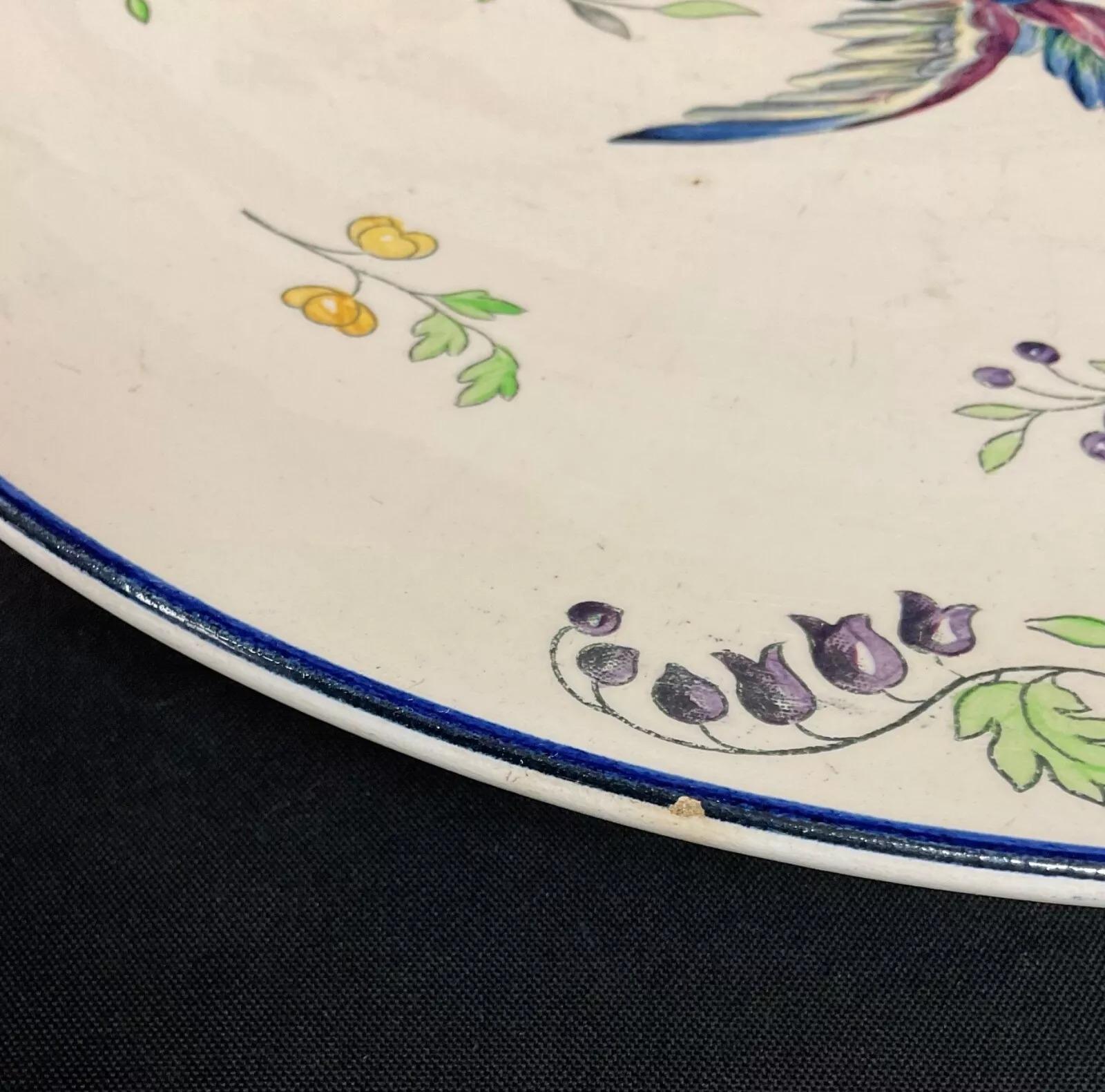 Plato redondo vintage Cléry Longchamps de principios del siglo XX, Ironstone - 2Y567 en venta 5
