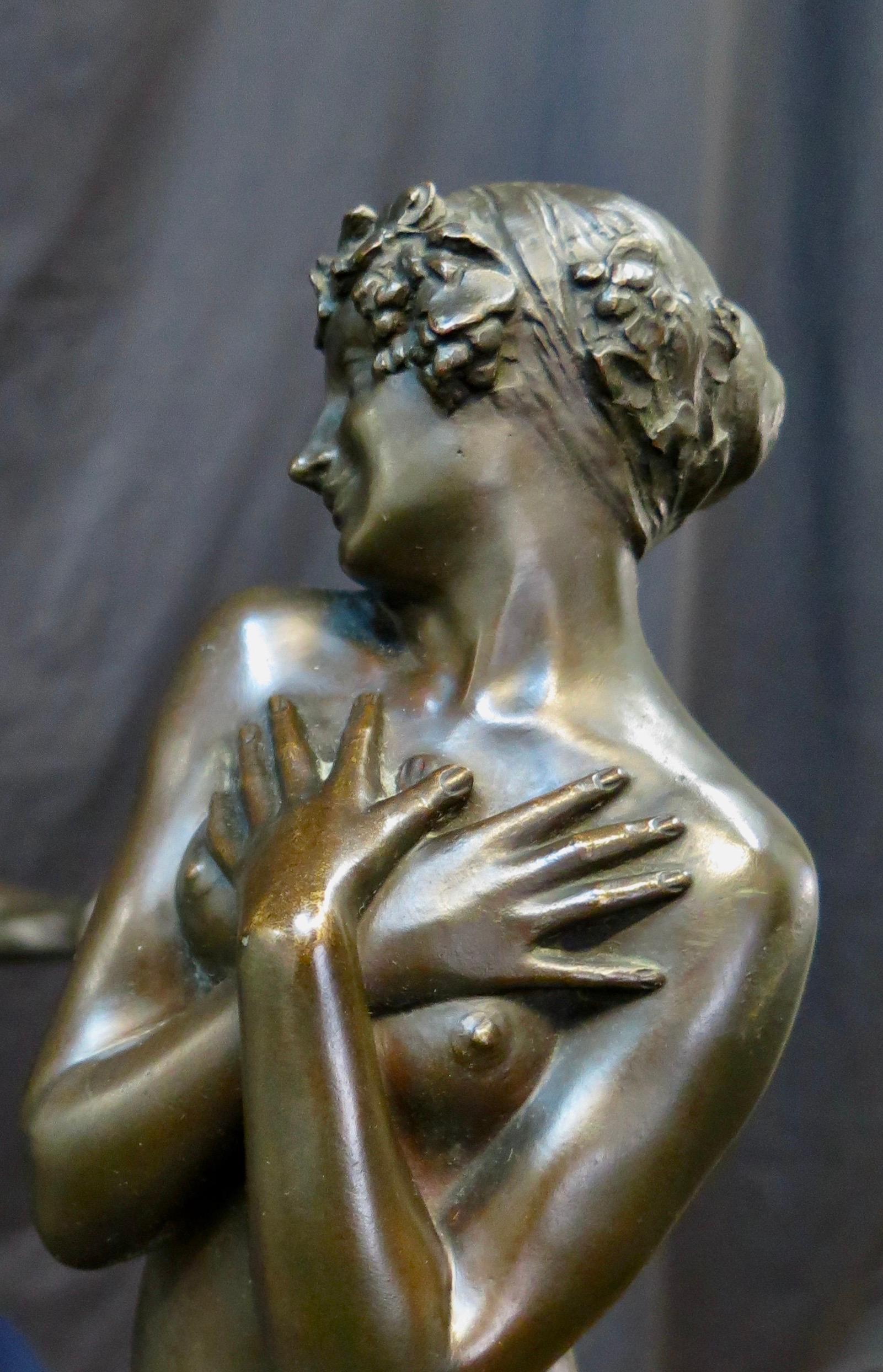 Vintage Early 20th Century Satyr & Maiden Bronze Sculpture 3