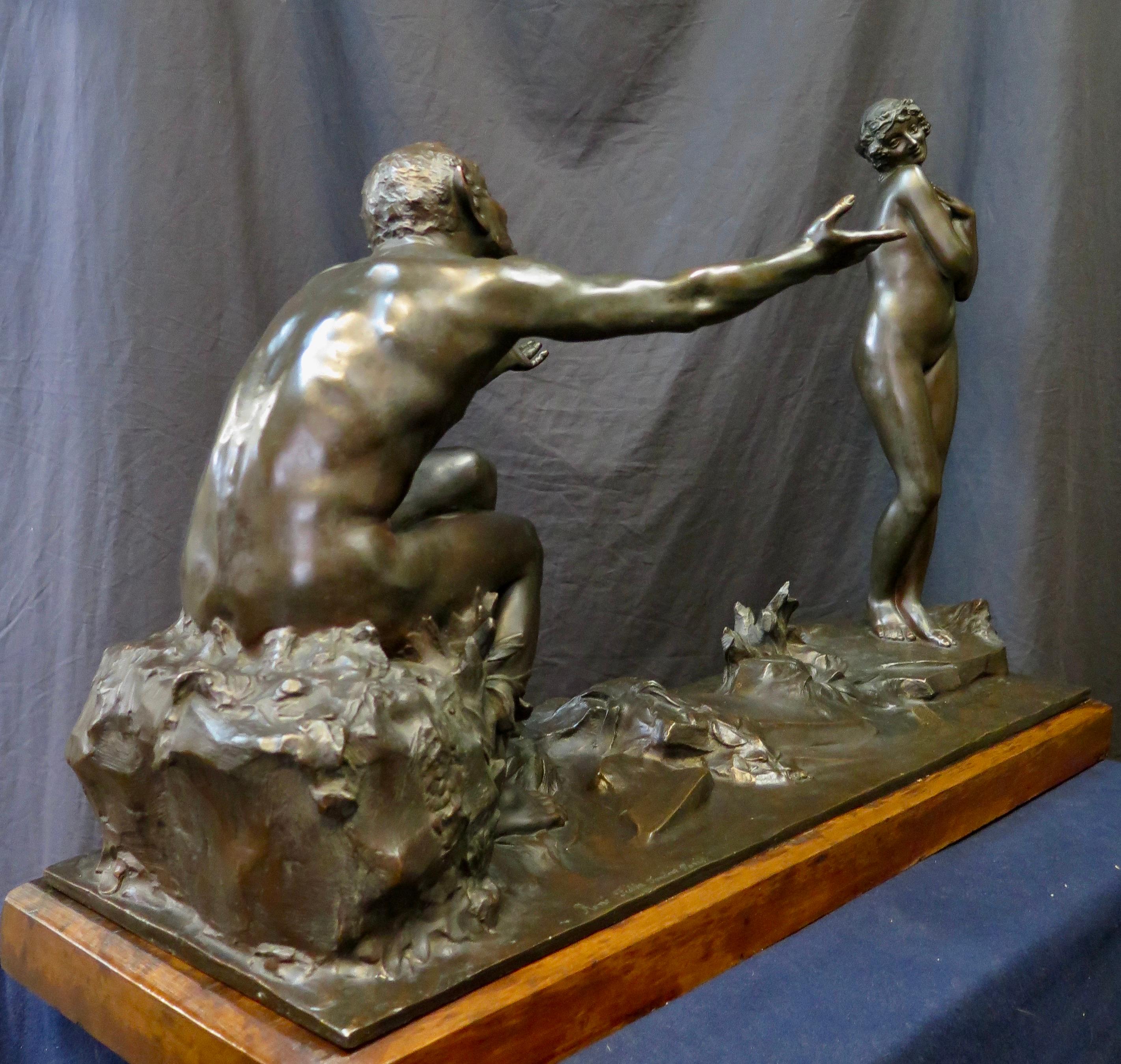 Vintage Early 20th Century Satyr & Maiden Bronze Sculpture 9