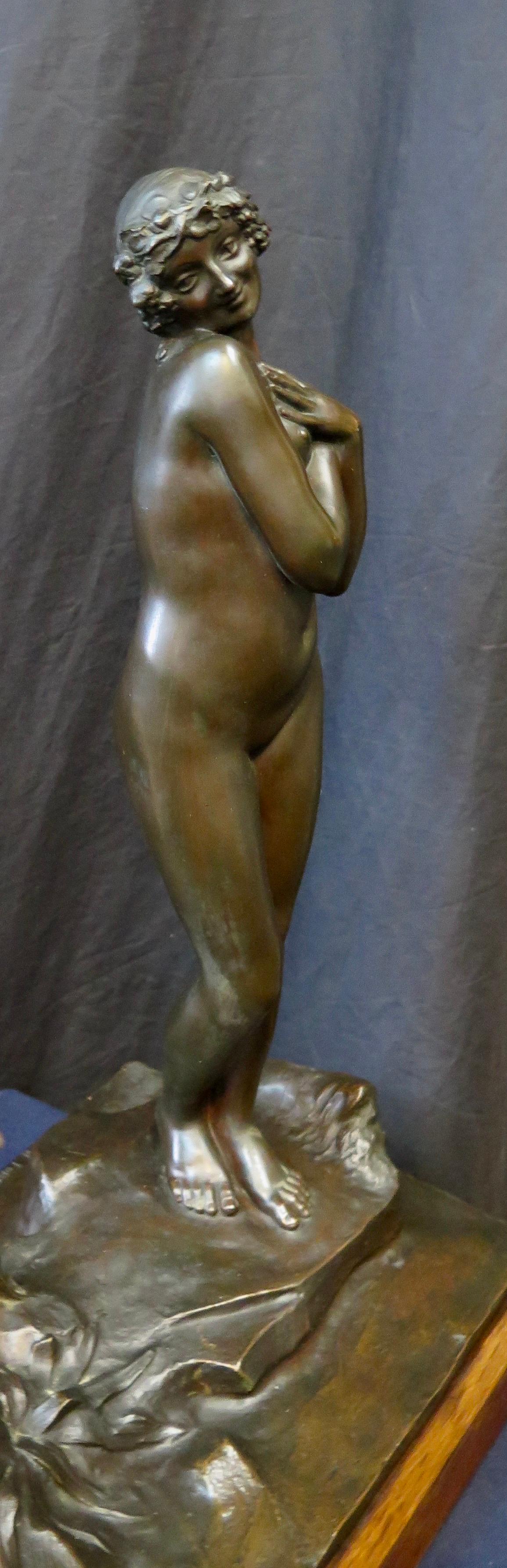 Vintage Early 20th Century Satyr & Maiden Bronze Sculpture 10