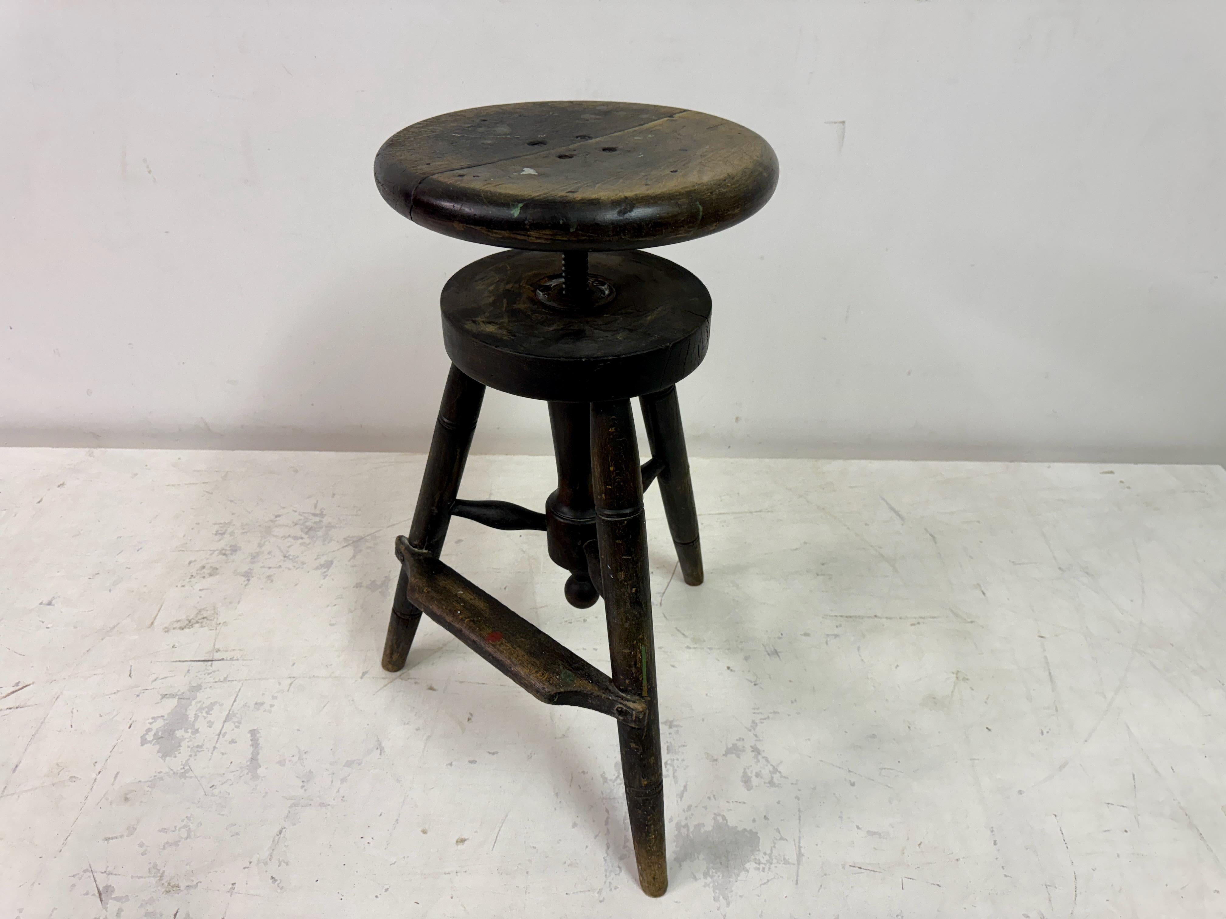 Sgabello girevole d'epoca dei primi del Novecento, supporto per scultori in vendita 8