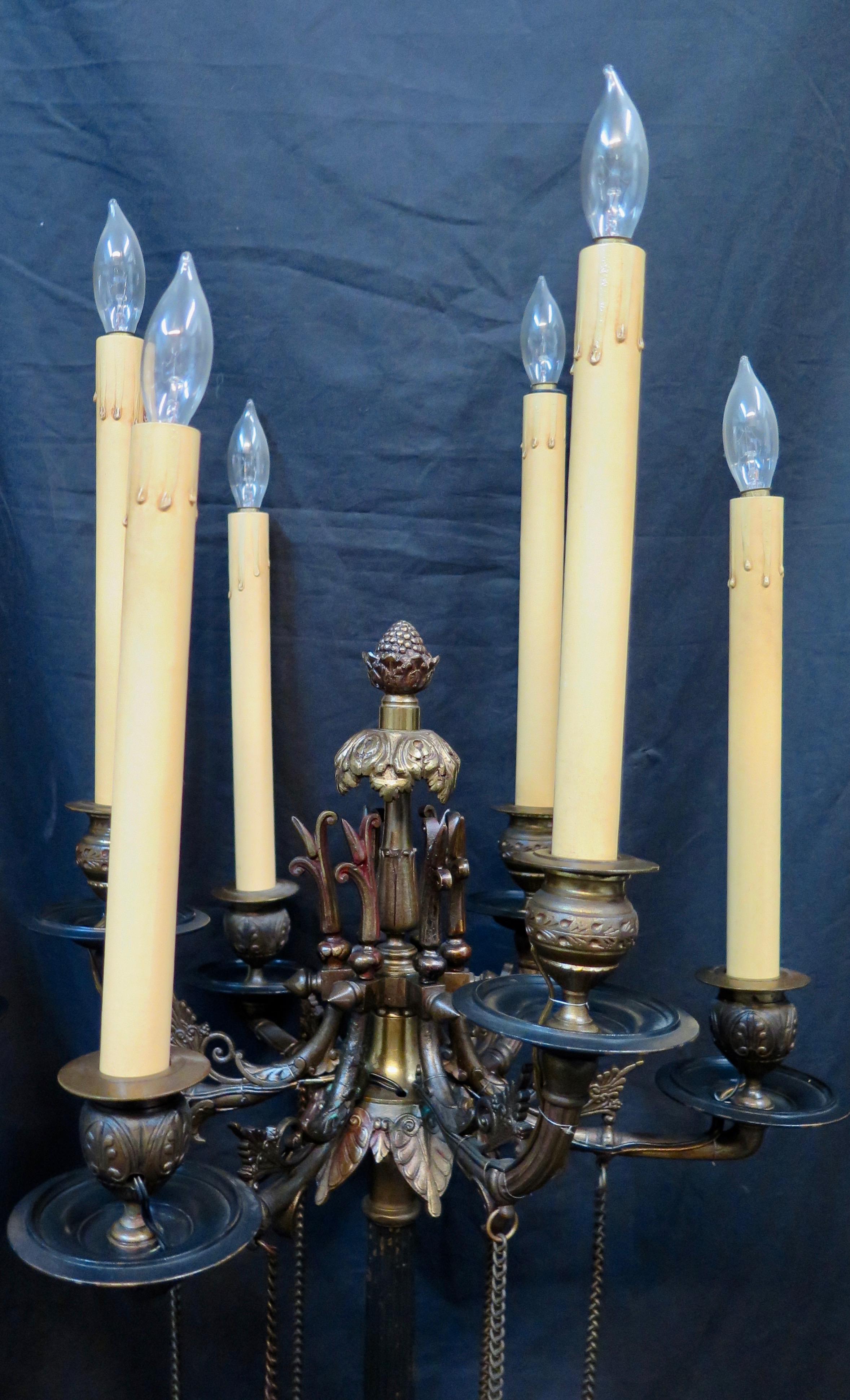 Vintage Early 20th Century Tall Edwardian Candelabra Lampen (Englisch) im Angebot