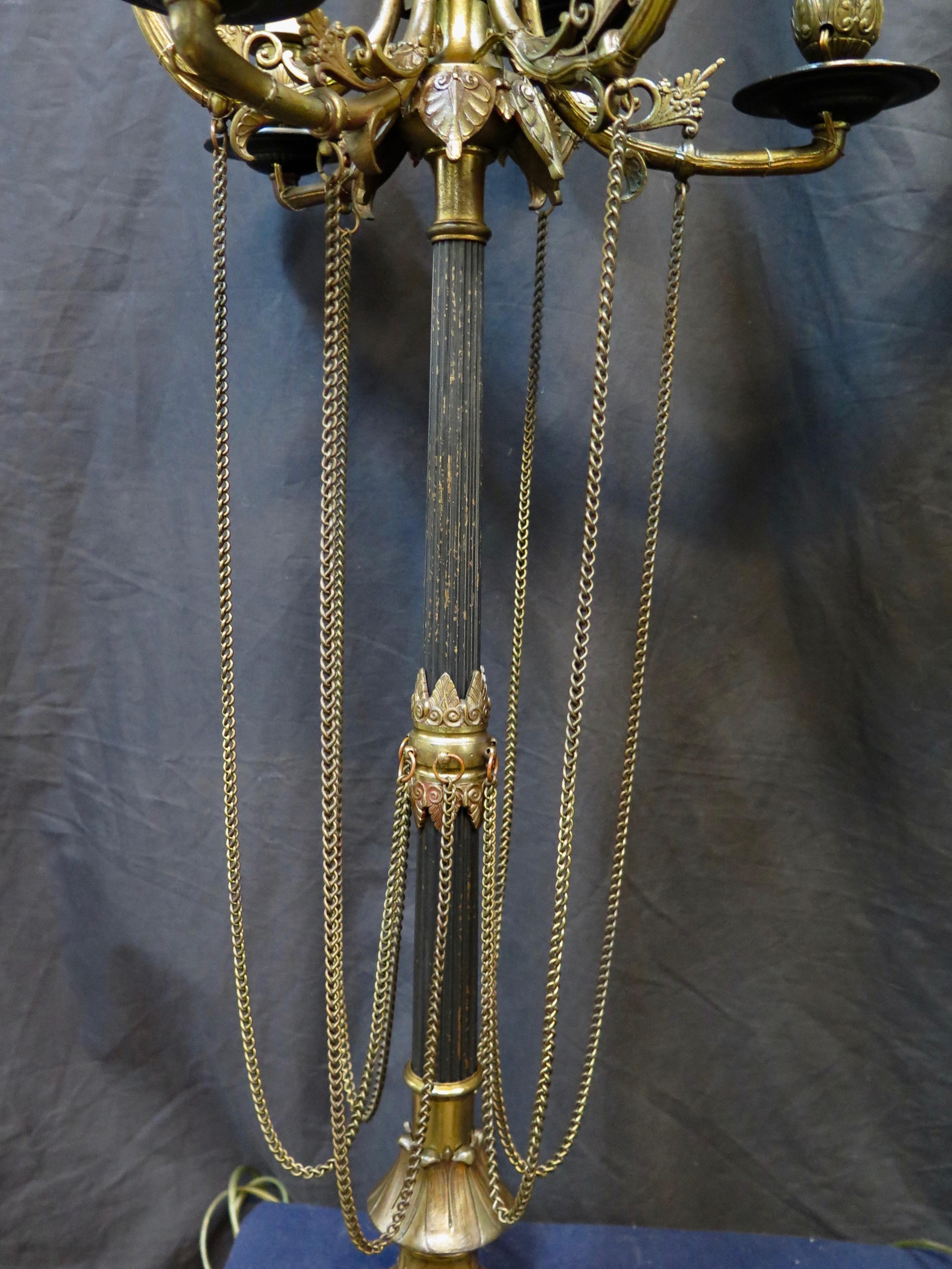 Gilt Vintage Early 20th Century Tall Edwardian Candelabra Lamps For Sale