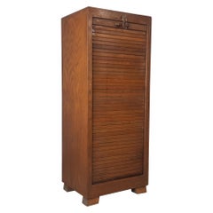 Vintage Early 20th Century Tambour Filing Cabinet