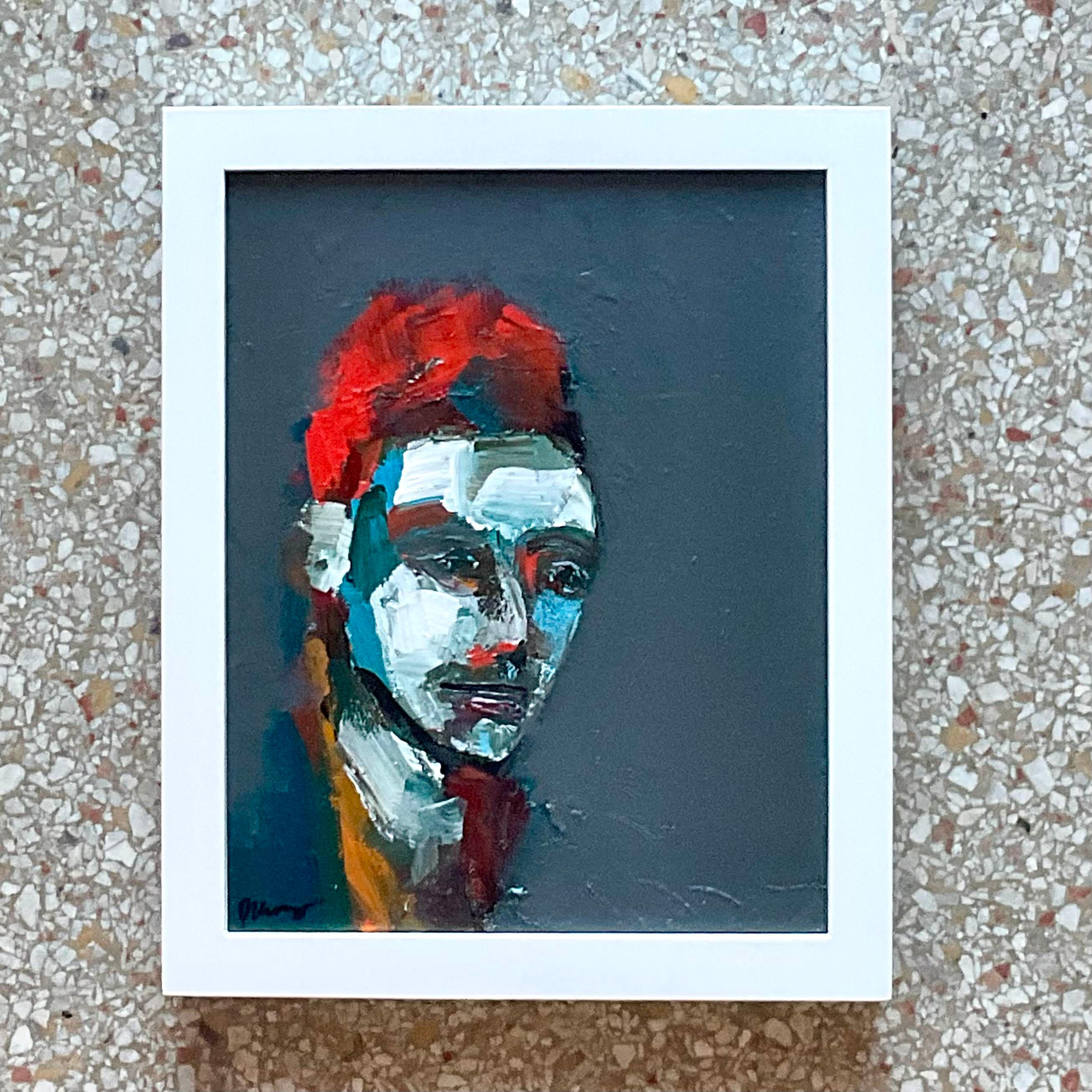 Unknown Vintage Early 21st Century Abstract Portrait - Framed and Signed For Sale