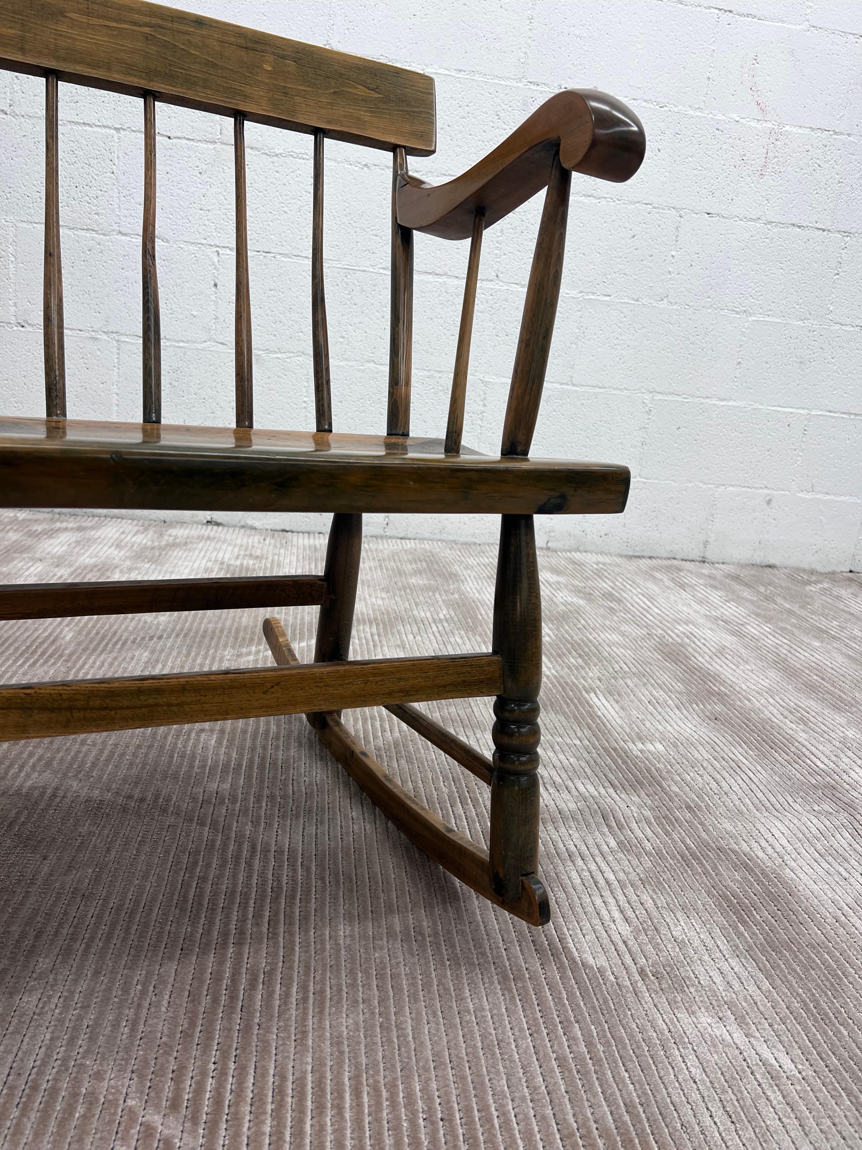 Pine Vintage Early American / Farmhouse Nanny Spindle Rocker