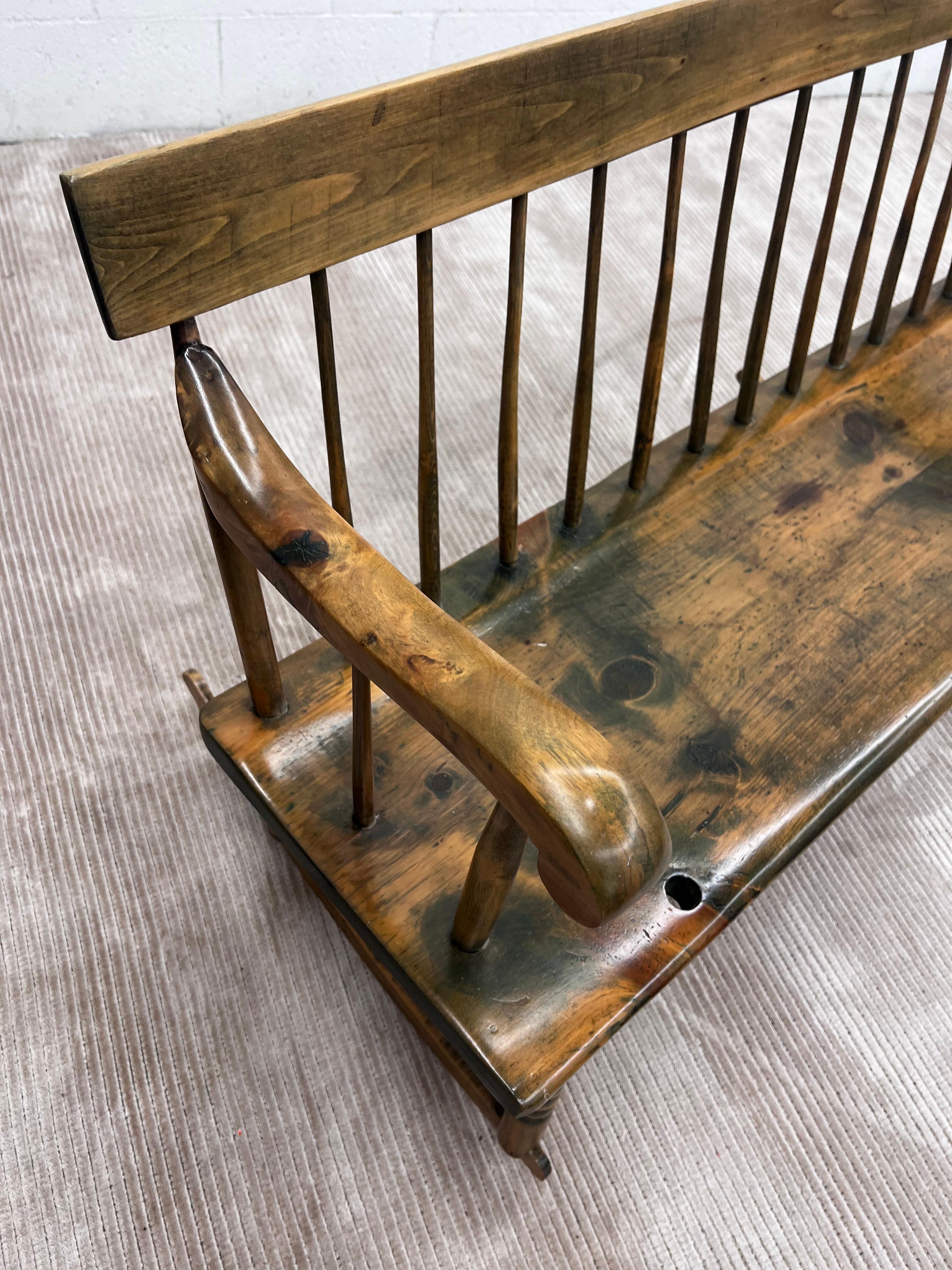 Carved Vintage Early American / Farmhouse Nanny Spindle Rocker