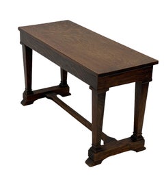 Vintage Early American Paine Bench with Storage with Figured Oak Wood