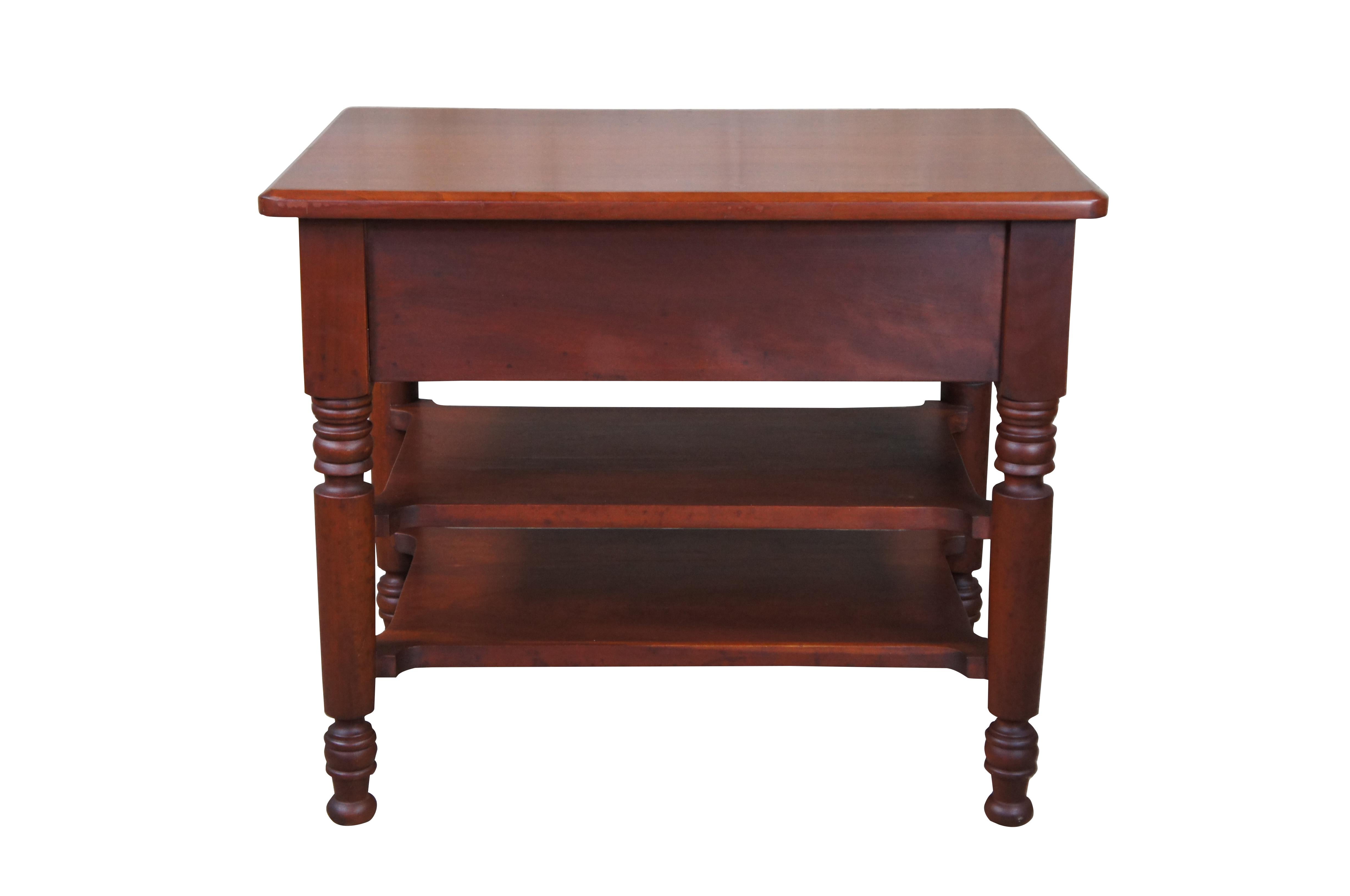 American Colonial Vintage Early American Style Cherry Tiered Side End Table by The Sampler Indiana