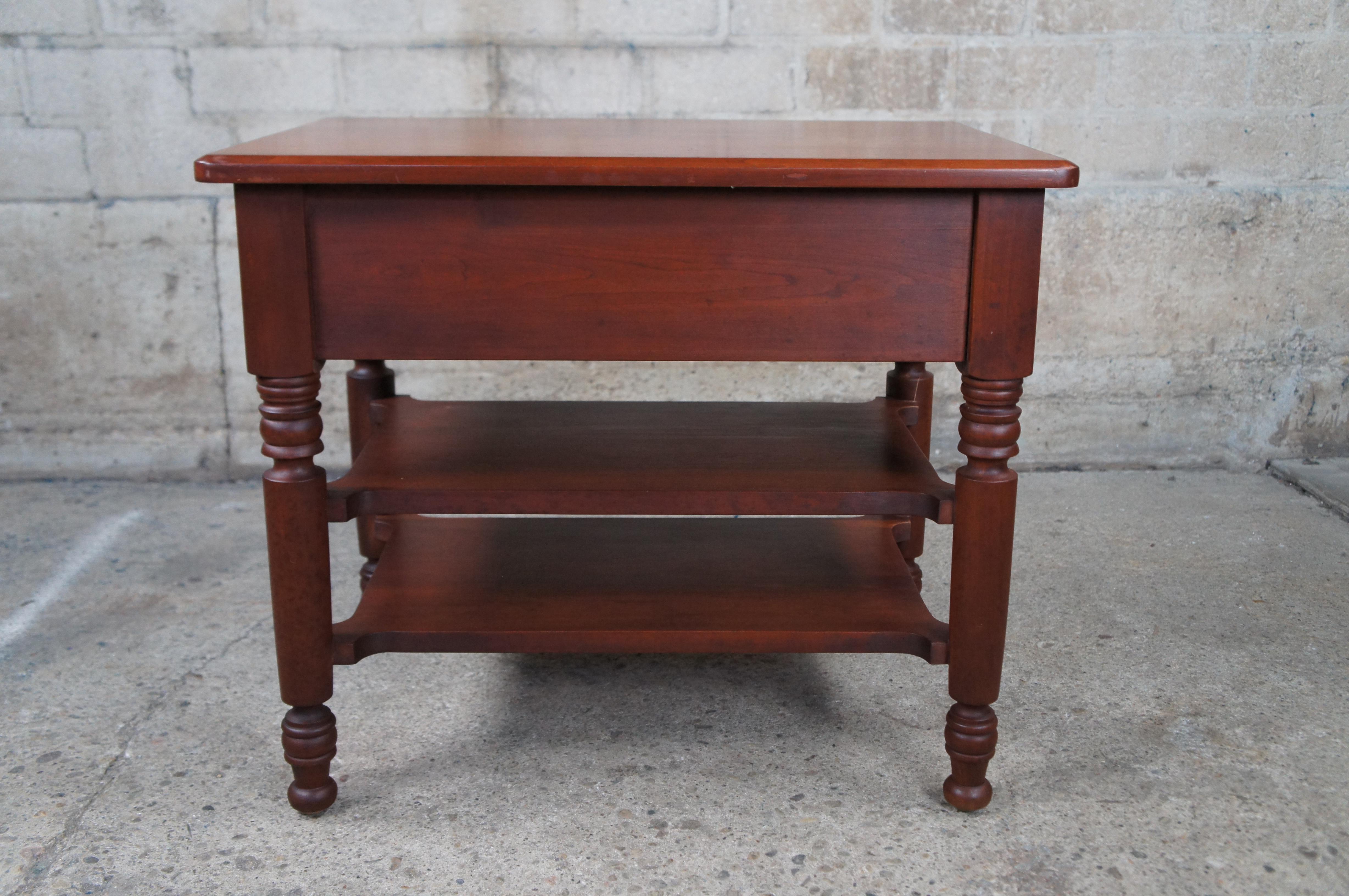Vintage Early American Style Cherry Tiered Side End Table by The Sampler Indiana 4