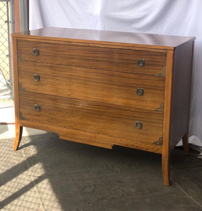 Vintage Early American Style Dresser with Brass Accent with Dovetailed