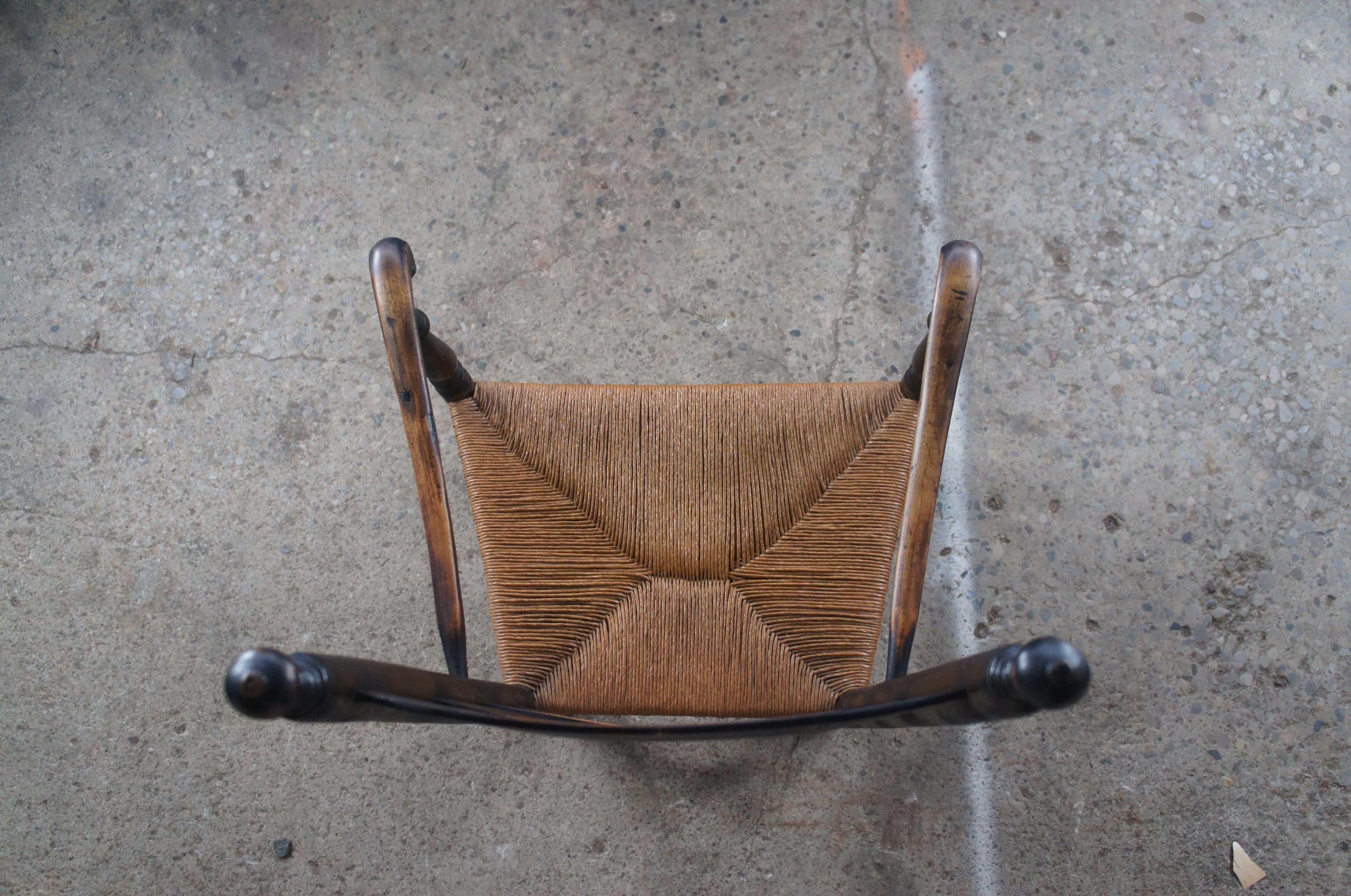 Vintage Early American Style Oak Rustic Ladderback Rush Seat Shaker Arm Chair 4